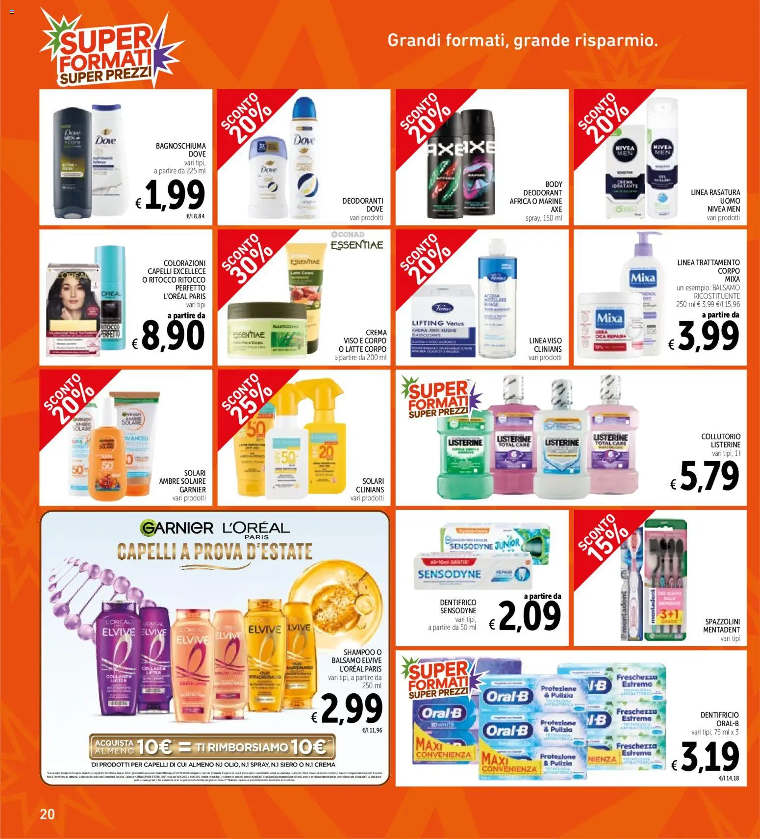 Volantino Spazio Conad del 14/07/2026 | Pagina: 20 | Prodotti: Shampoo, Crema, Dentifricio, Collutorio