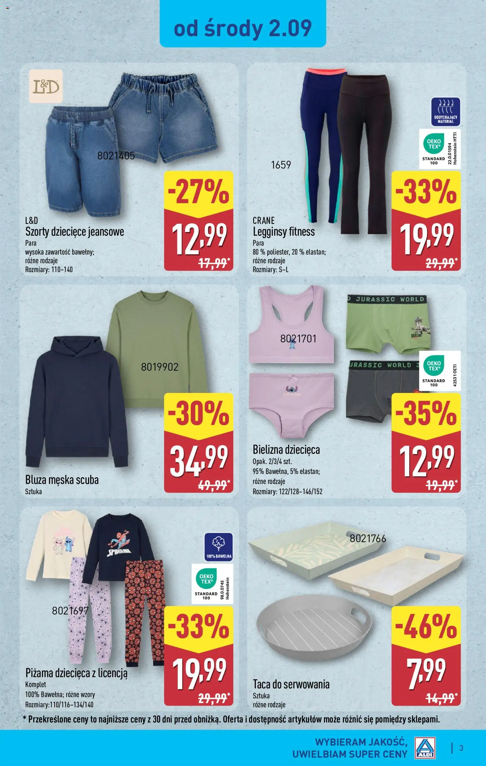 Aldi gazetka - Hity od Środy i od Soboty od 02.09.2026 | Strona: 3 | Produkty: Szorty, Bielizna, Piżama, Legginsy
