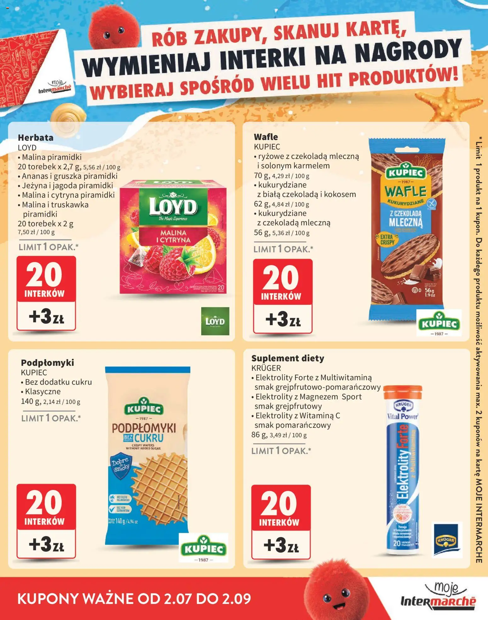 Intermarche gazetka - Katalog nagród od 02.07.2026 | Strona: 9 | Produkty: Cytryna, Malina, Wafle, Czekolada