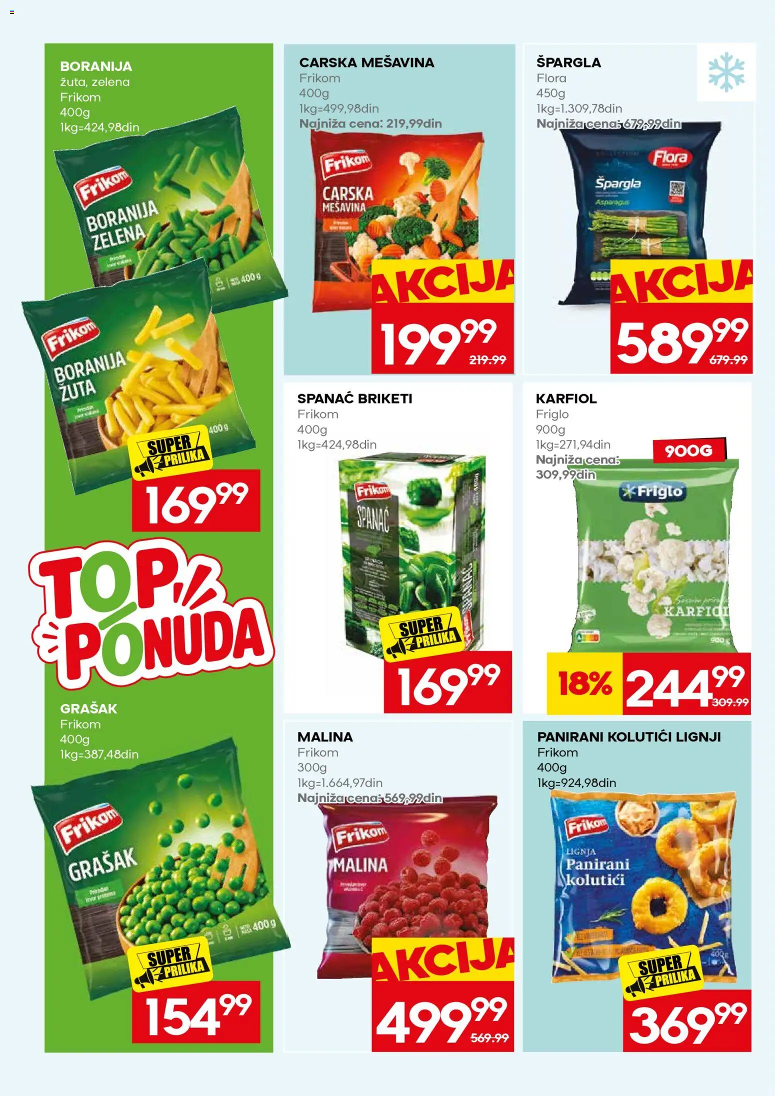 Mercator katalog - važi od 31.08.2026 | Strana: 24 | Proizvode: Spanać, Karfiol, Grašak, Špargla