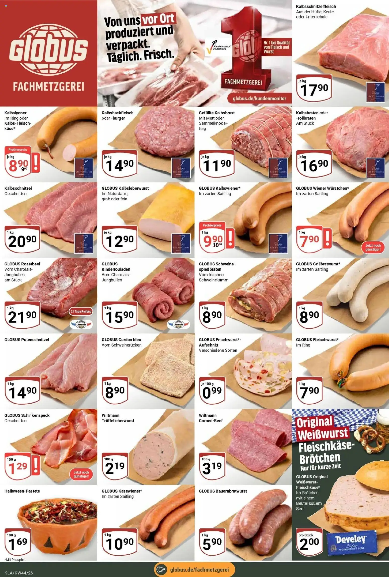 Globus Prospekt Kaiserslautern (ab 26.10.2026) » Angebote online | Seite: 8 | Produkte: Burger, Weißwurst, Wurst, Schweinerucken