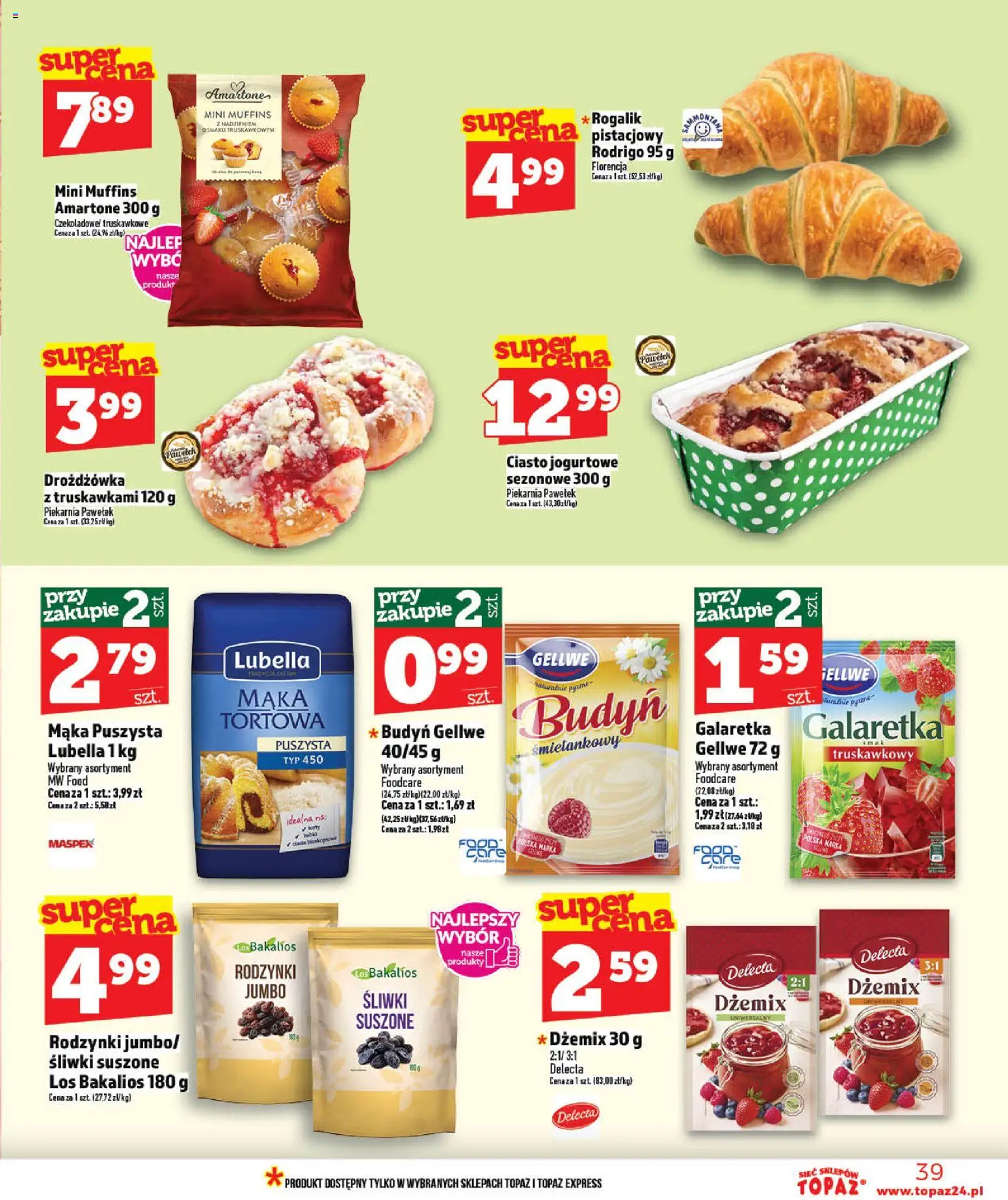 Topaz gazetka - MAZ od 21.05.2026 | Strona: 39 | Produkty: Ciasto, Piekarnia, Śliwki, Śliwki suszone