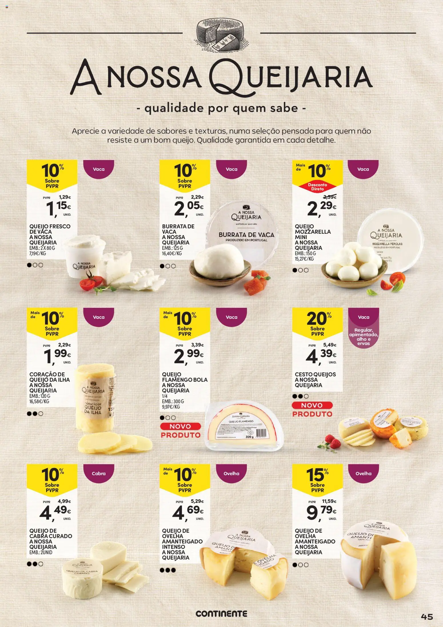 Continente Vinhos, Enchidos e Queijos │ válido de 22/09/2026 | Página: 45 | Produtos: Queijo de cabra, Queijo, Alho