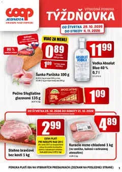 COOP Jednota leták platný od 29.10.2026