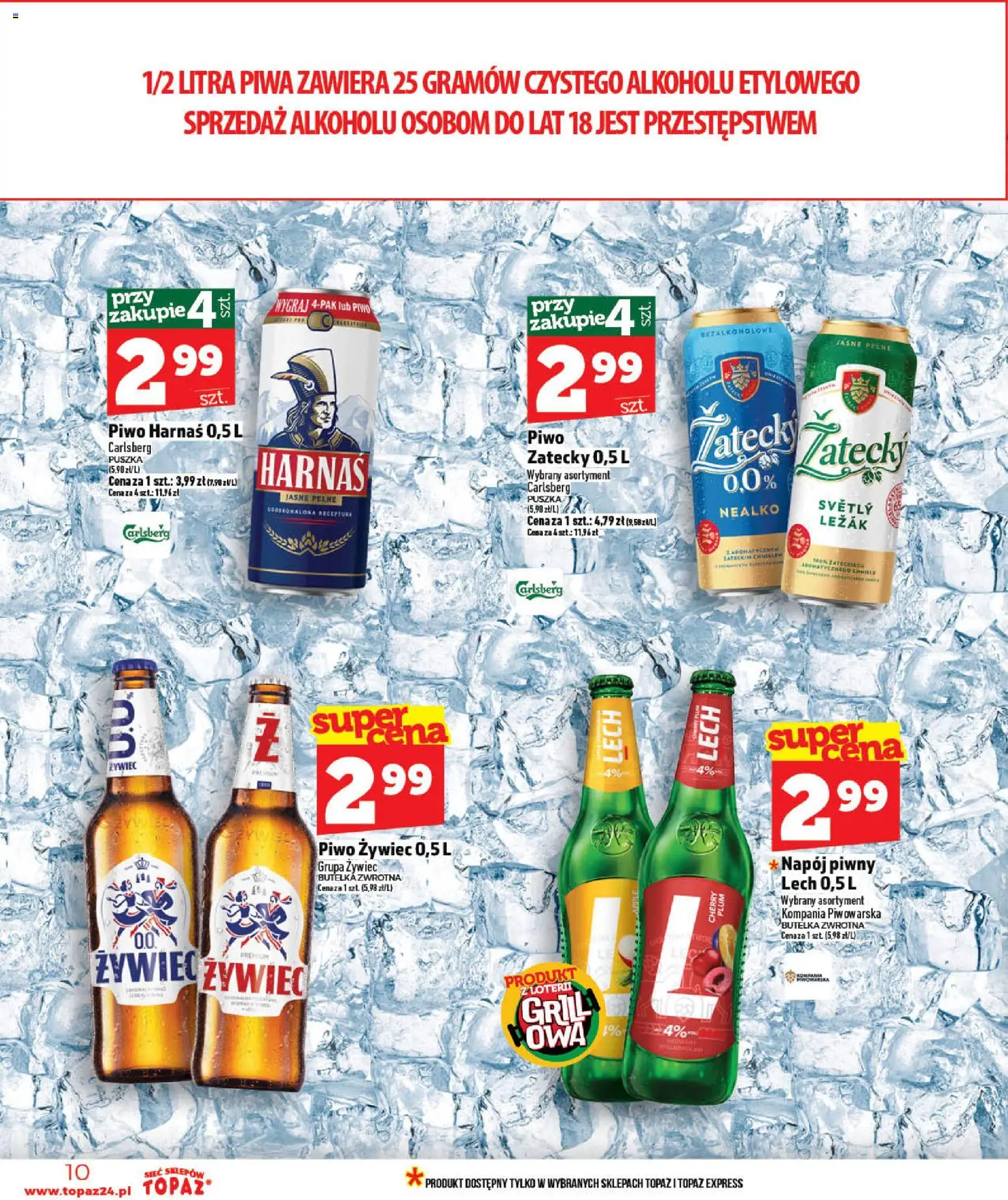 Topaz gazetka od 07.05.2026 | Strona: 10 | Produkty: Grill, Leżak, Harnaś, Piwo