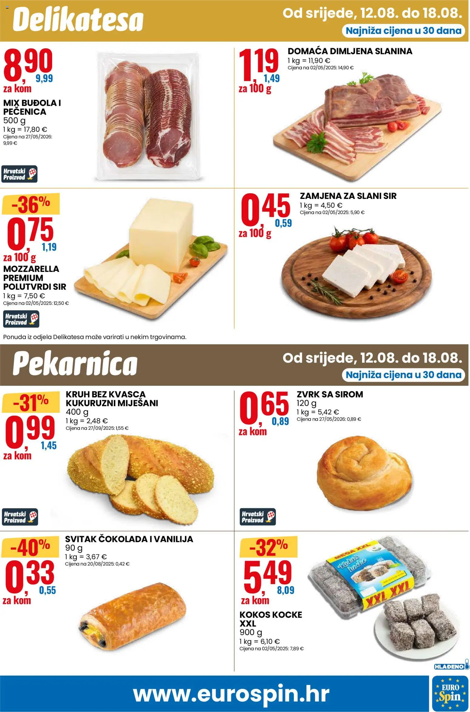 Eurospin katalog | vrijedi od 12.08.2026 | Stranica: 7 | Proizvodi: Polutvrdi sir, Pečenica, Buđola, Kokos