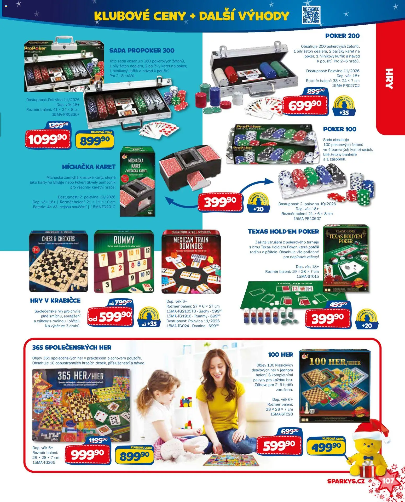 Sparkys katalog Vánoce 2026 od 01.10.2026 | Strana: 107 | Produkty: Kufřík, Karty, Baterie