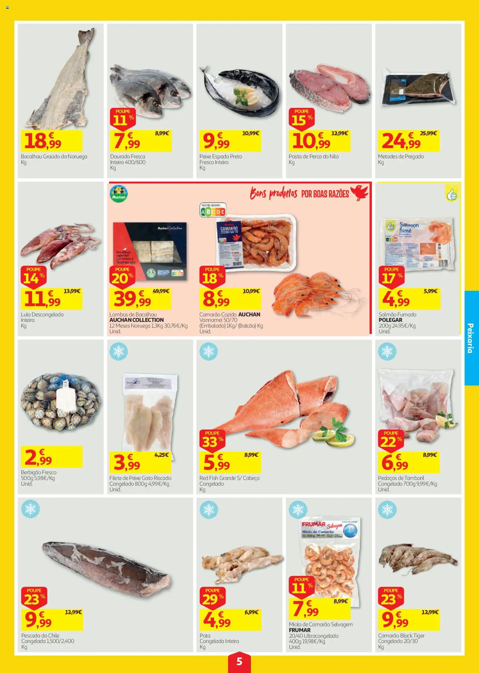 Auchan folheto │ válido de 20/08/2026 | Página: 5 | Produtos: Dourada, Perca, Salmão, Tamboril