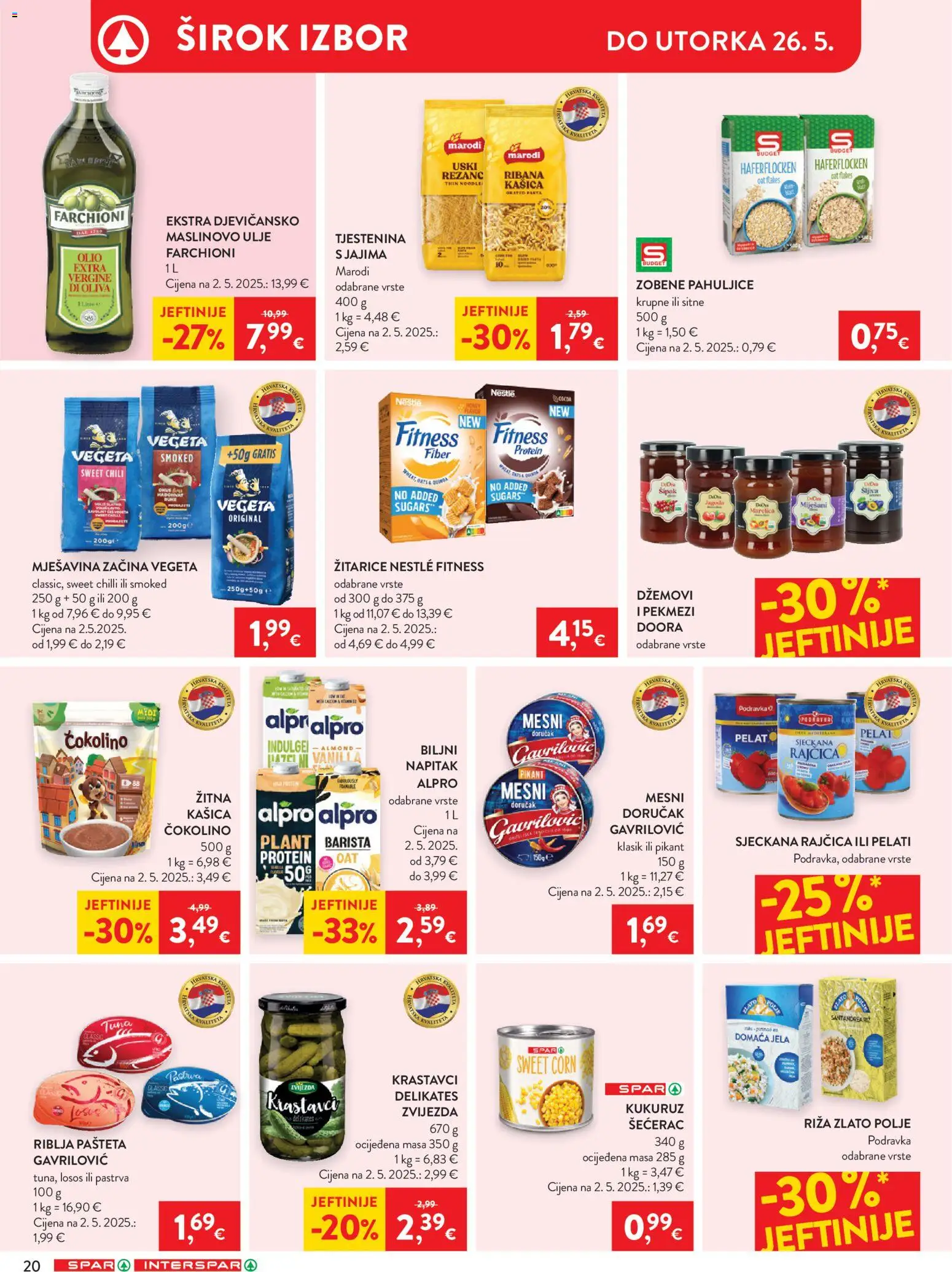 Spar katalog | vrijedi od 20.05.2026 | Stranica: 21 | Proizvodi: Pastrva, Tjestenina, Rajčica, Čokolino