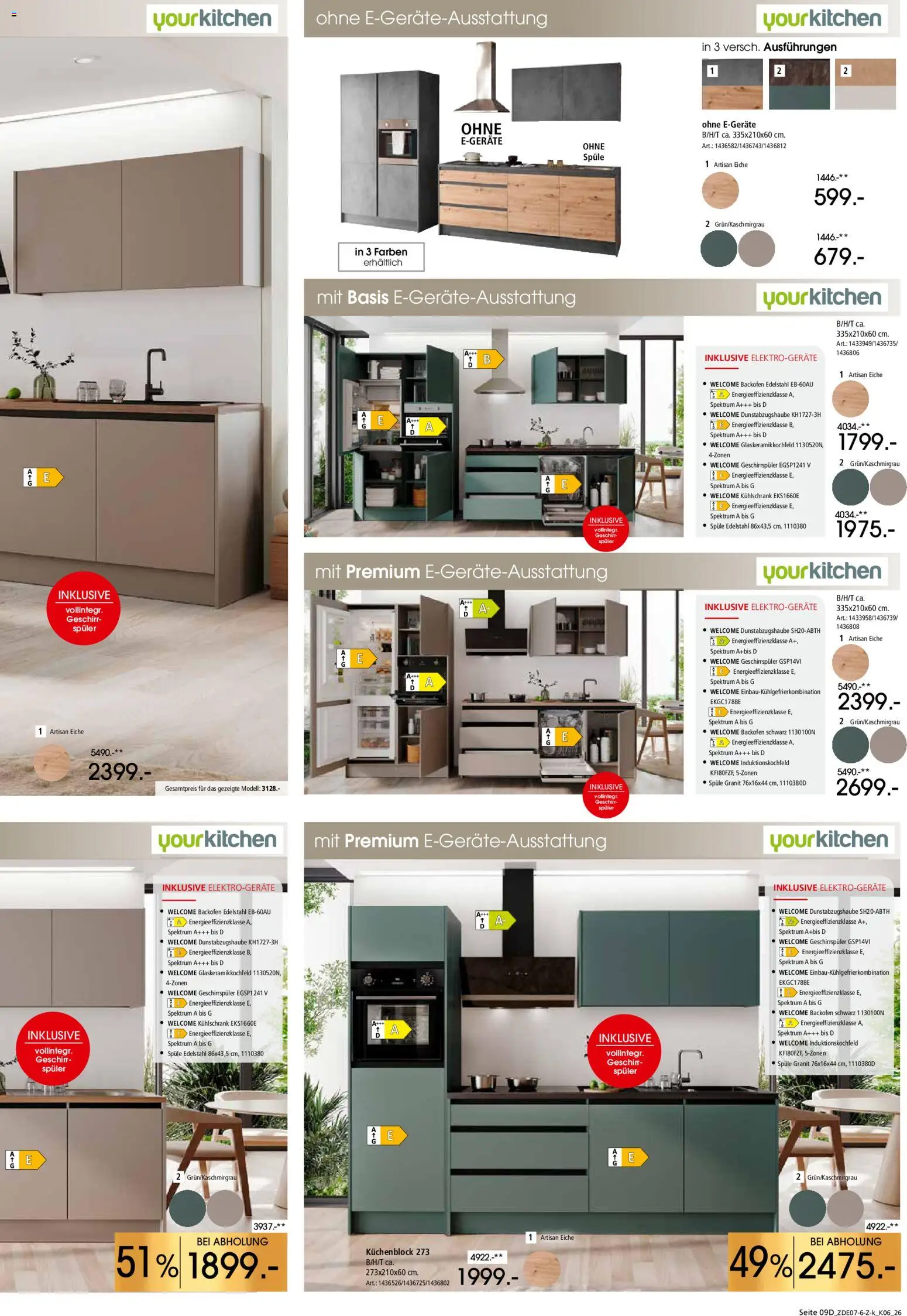 Zurbrüggen Küchen für Ihr Zuhause – gültig ab 25.07.2026 | Seite: 17 | Produkte: Geschirrspüler, Küchenblock, Kühlschrank, Backofen