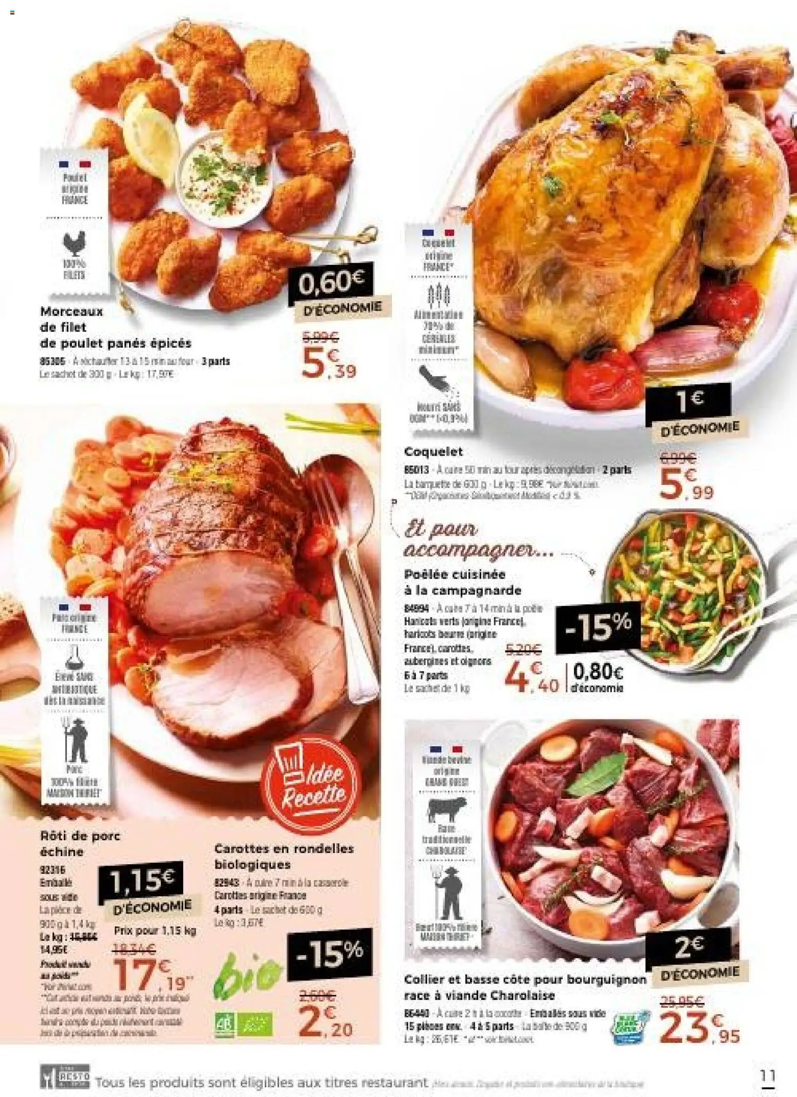 {H1} | Page: 11 | Produits: Rôti de porc, Poulet, Casserole, Viande