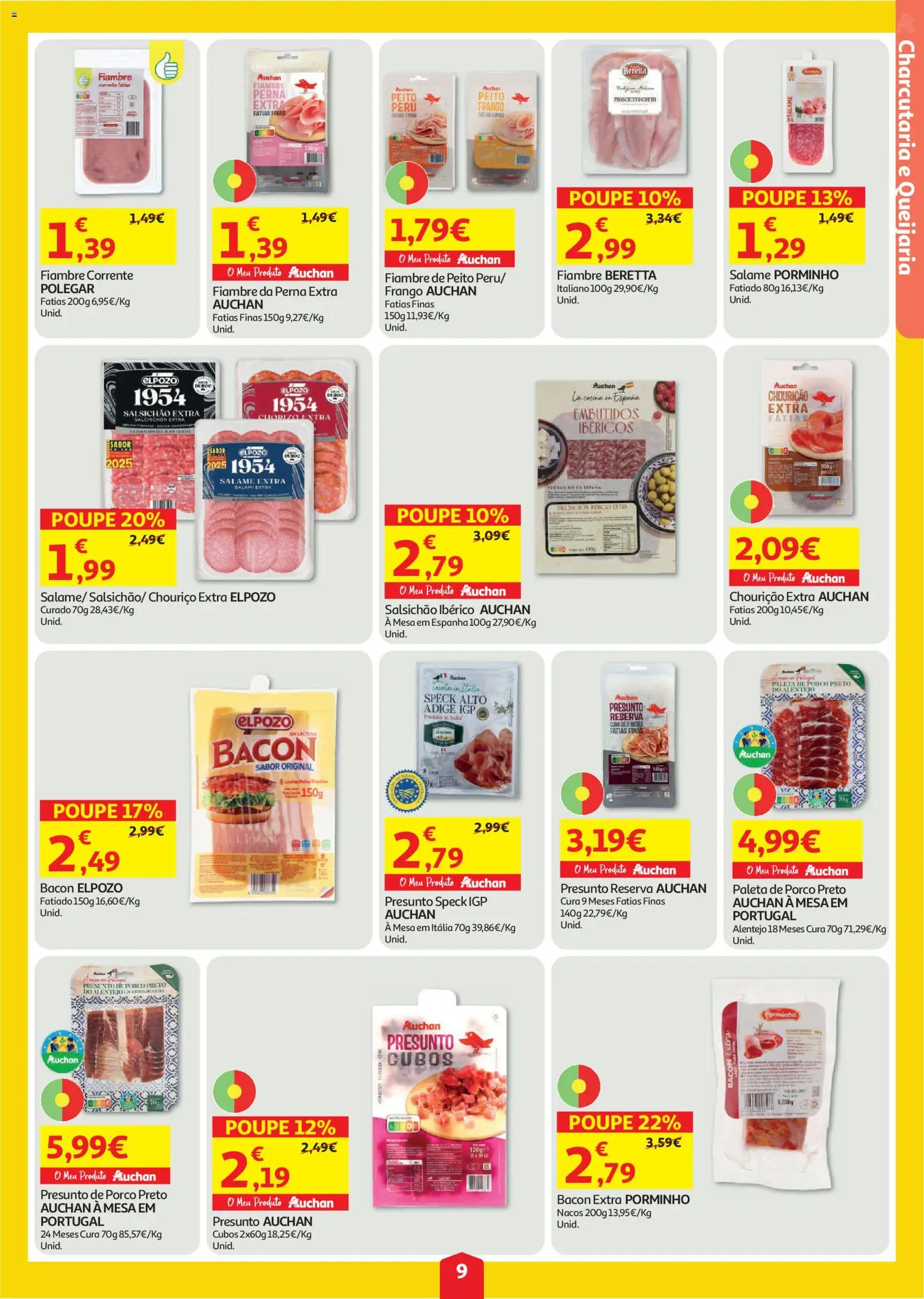 Auchan folheto │ válido de 30/07/2026 | Página: 9 | Produtos: Bacon, Frango, Mesa, Salame