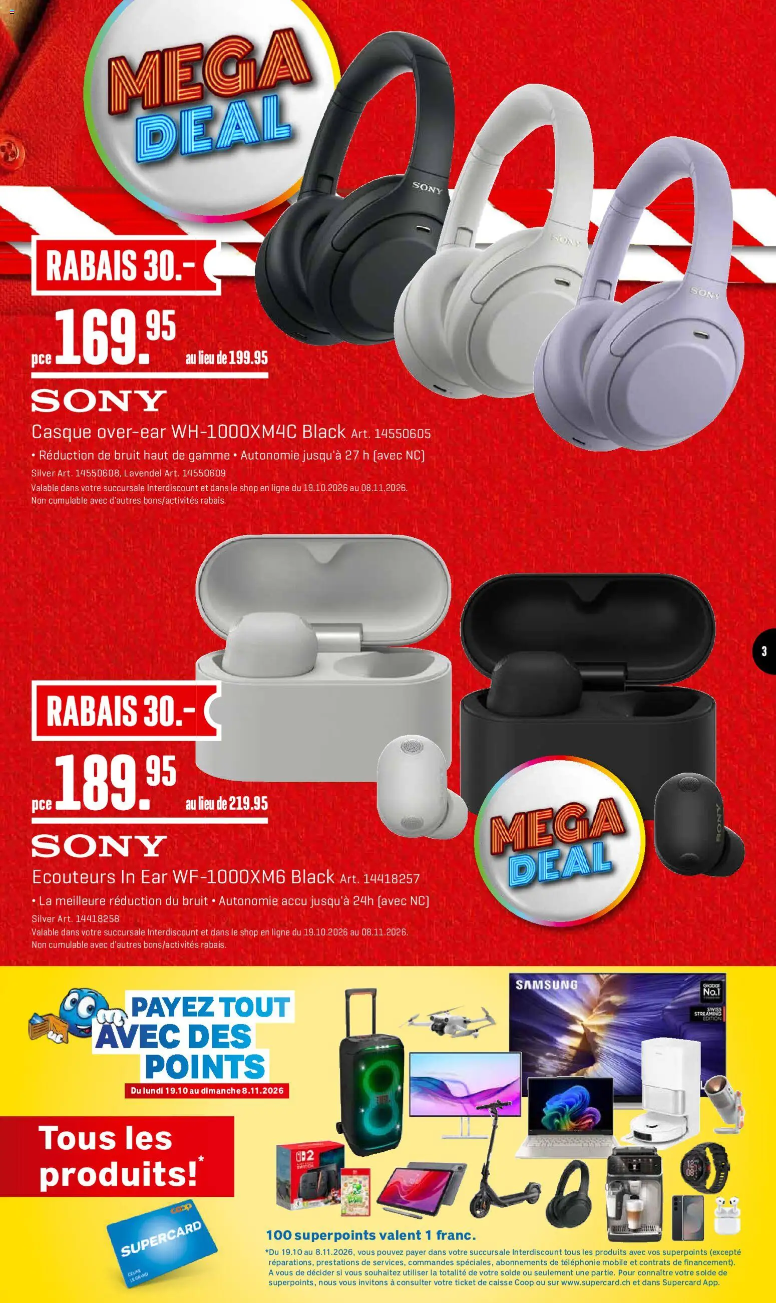 Interdiscount aktionen FR – gültig ab 19.10.2026 | Seite: 3 | Produkte: Samsung, Sony