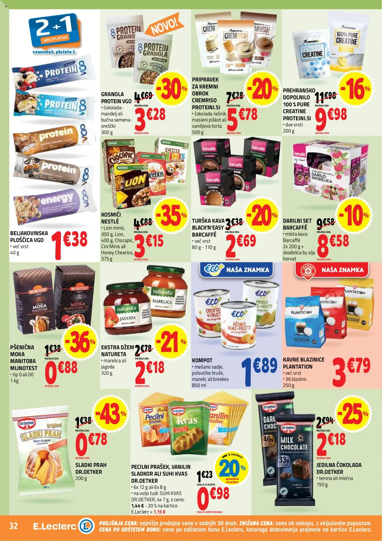 Novi E.leclerc katalog ponudbe – veljaven od 23.09.2026 | Stran: 32 | Izdelki: Moka, Kvas, Skodelica, Breskev