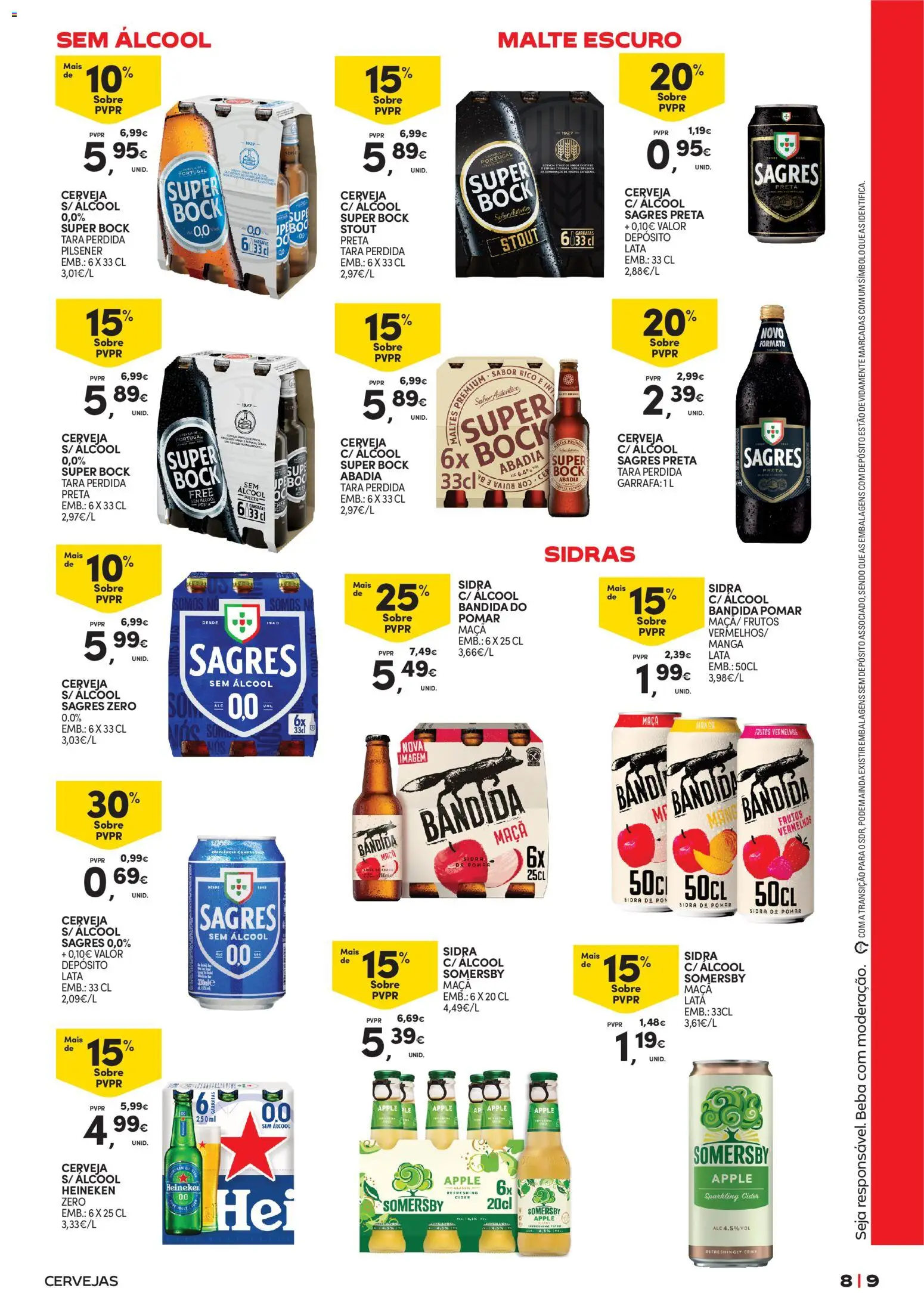 Continente - Açores Cervejas, Vinhos e Mariscos │ válido de 09.06.2026 | Página: 9 | Produtos: Super bock, Maça, Cerveja, Somersby