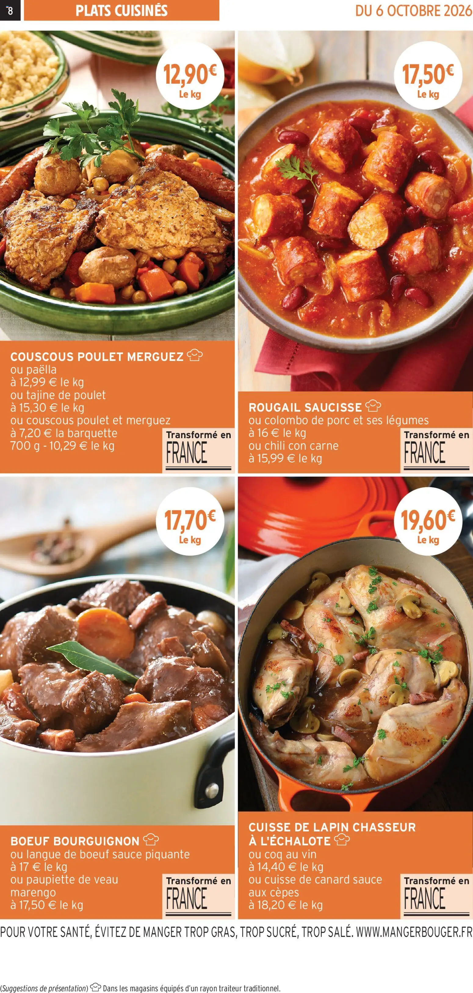 {H1} | Page: 8 | Produits: Tajine, Paëlla, Merguez, Saucisse