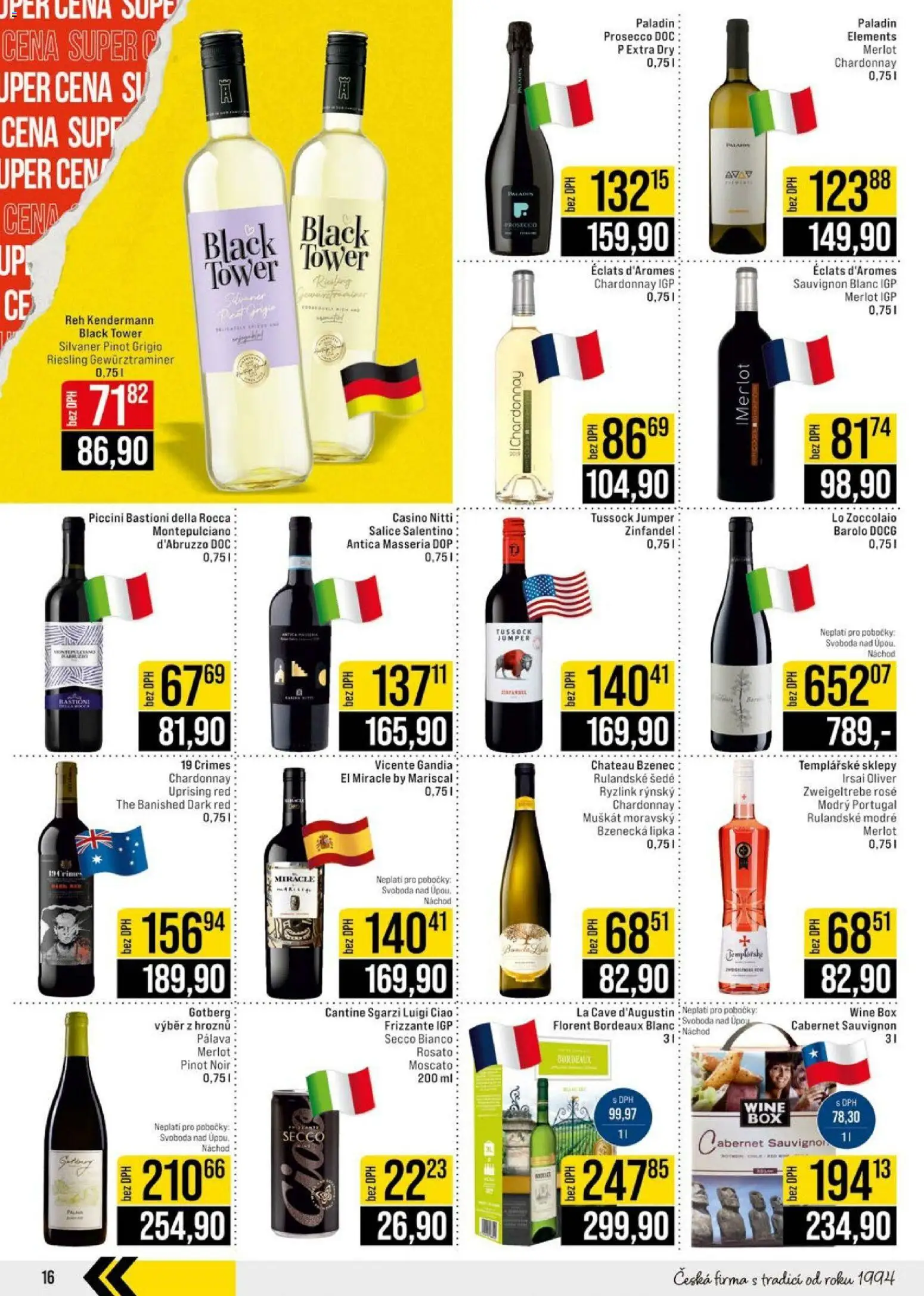 Jip leták - Cash & Carry od 15.07.2026 | Strana: 16 | Produkty: Frizzante, Gewürztraminer, Cabernet Sauvignon, Secco bianco