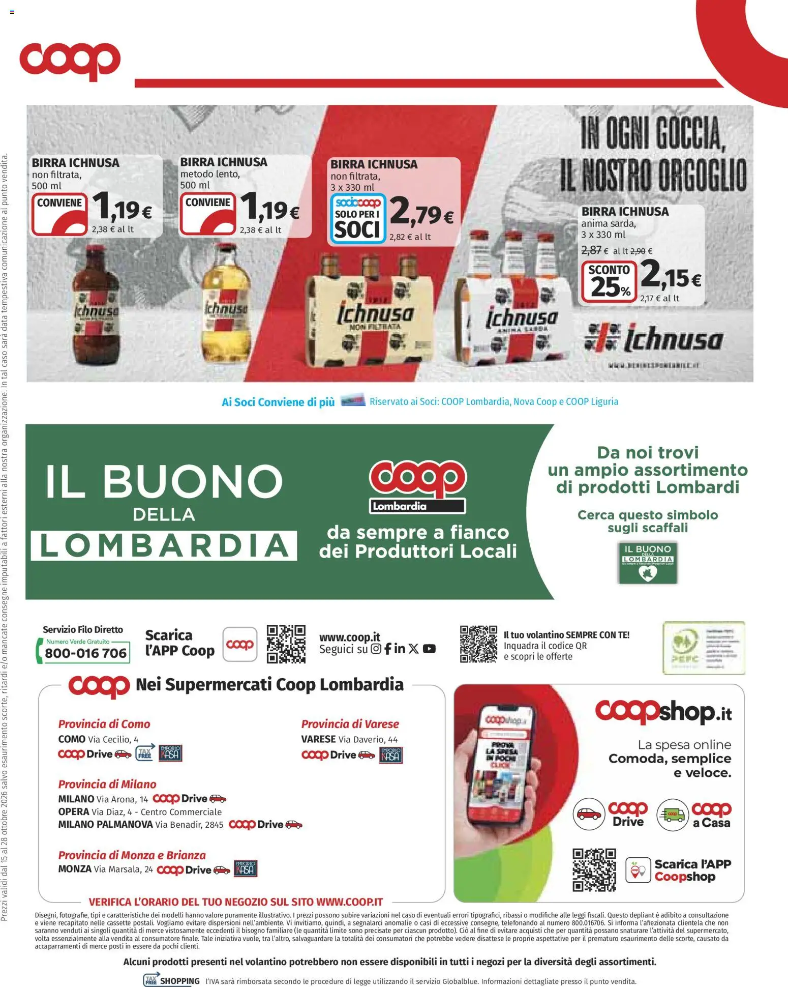 Volantino COOP del 15/10/2026 | Pagina: 33 | Prodotti: Birra, Tè, Data, Birra Ichnusa