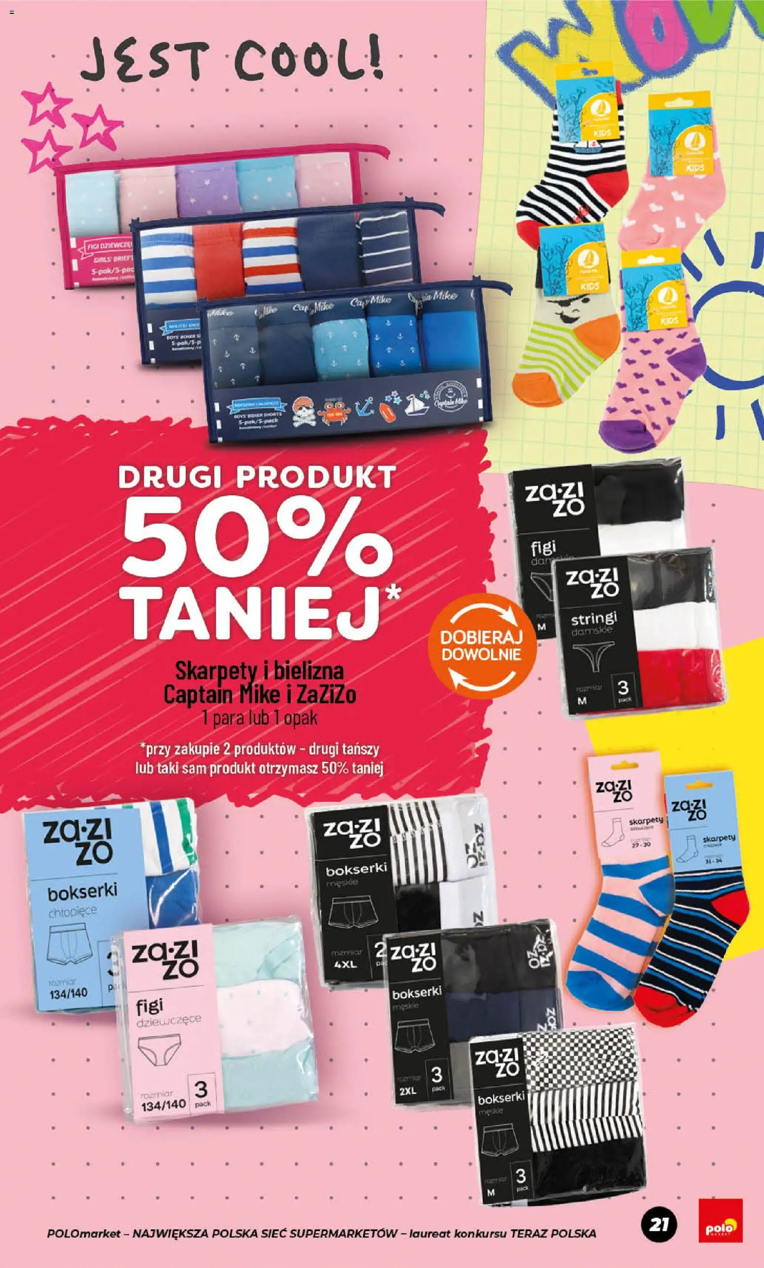 Nowa POLOmarket gazetka od jutra 24.07.2026 | Strona: 21 | Produkty: Stringi, Bielizna, Skarpety, Bokserki