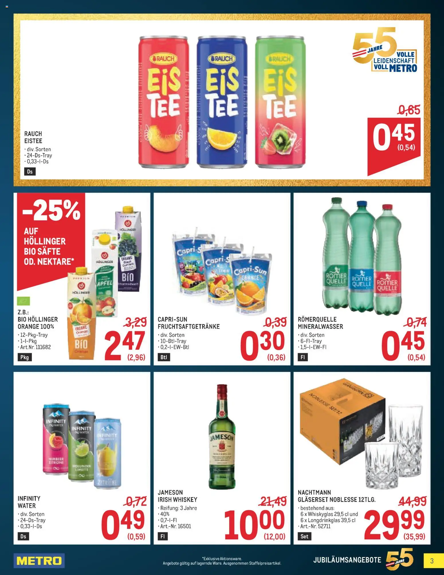 Metro angebote 55Jahre Beilager gültig ab 03.09.2026 | Seite: 3 | Produkte: Whiskey, Mineralwasser, Äpfel