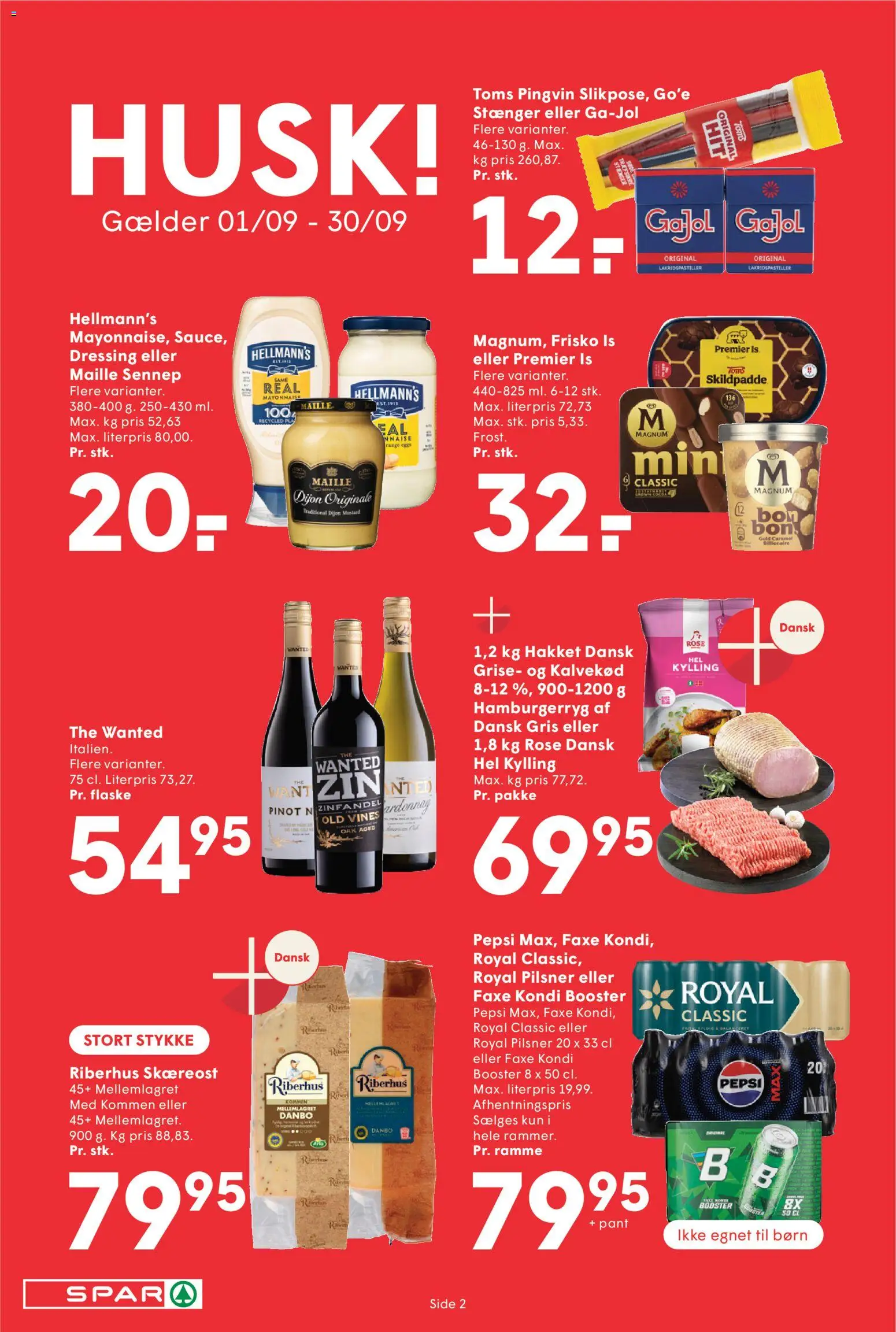Spar tilbudsavis – gyldig fra 04/09/2026 | Side: 2 | Produkter: Dressing, Sennep, Is, Hamburgerryg