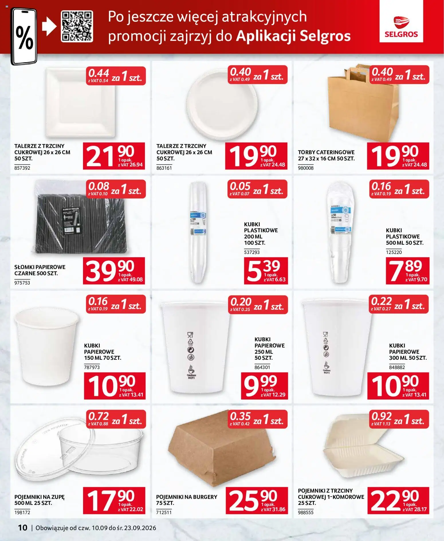 Selgros cash&carry gazetka - Oferta dla gastronomii od 10.09.2026 | Strona: 10 | Produkty: Talerze, Słomki