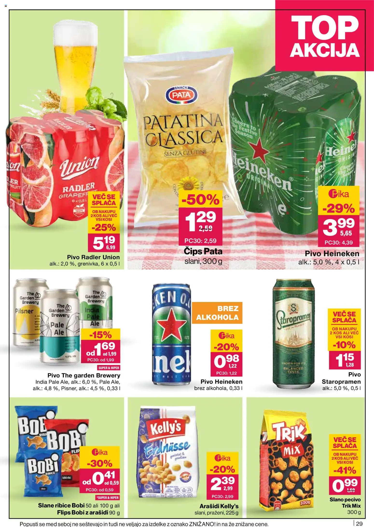 Novi Mercator katalog ponudbe – veljaven od 07.05.2026 | Stran: 29 | Izdelki: Arašidi, Kos, Flips, Radler