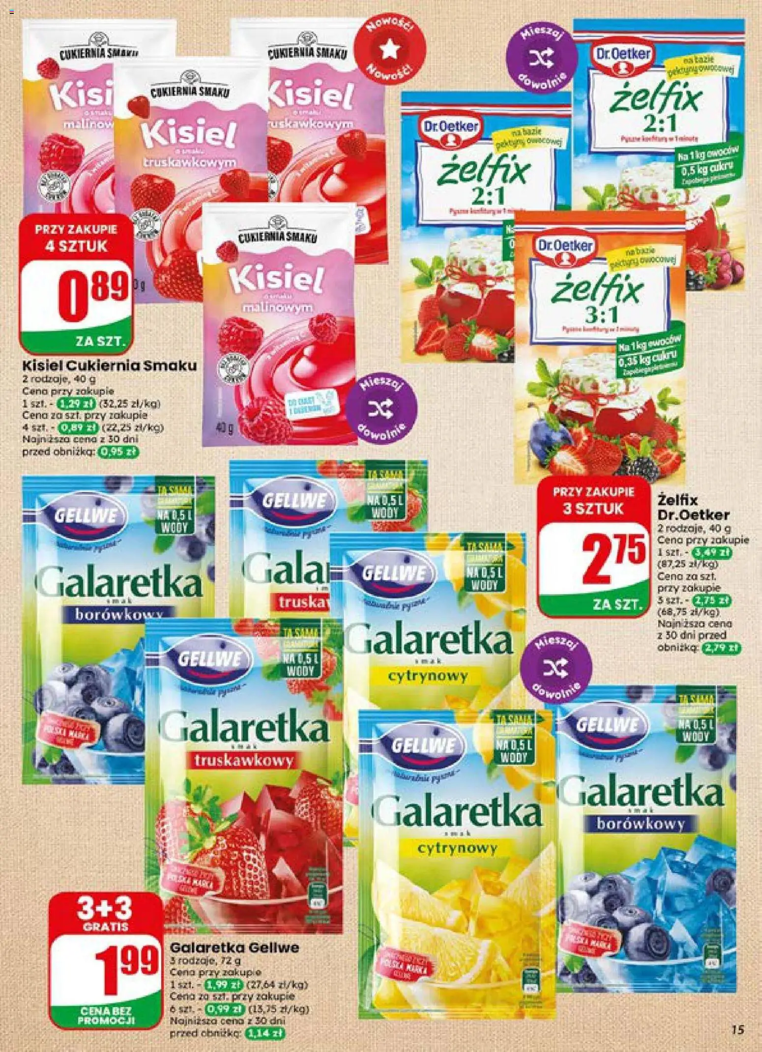 Dino gazetka od 15.07.2026 | Strona: 15 | Produkty: Galaretka, Żelfix, Kisiel