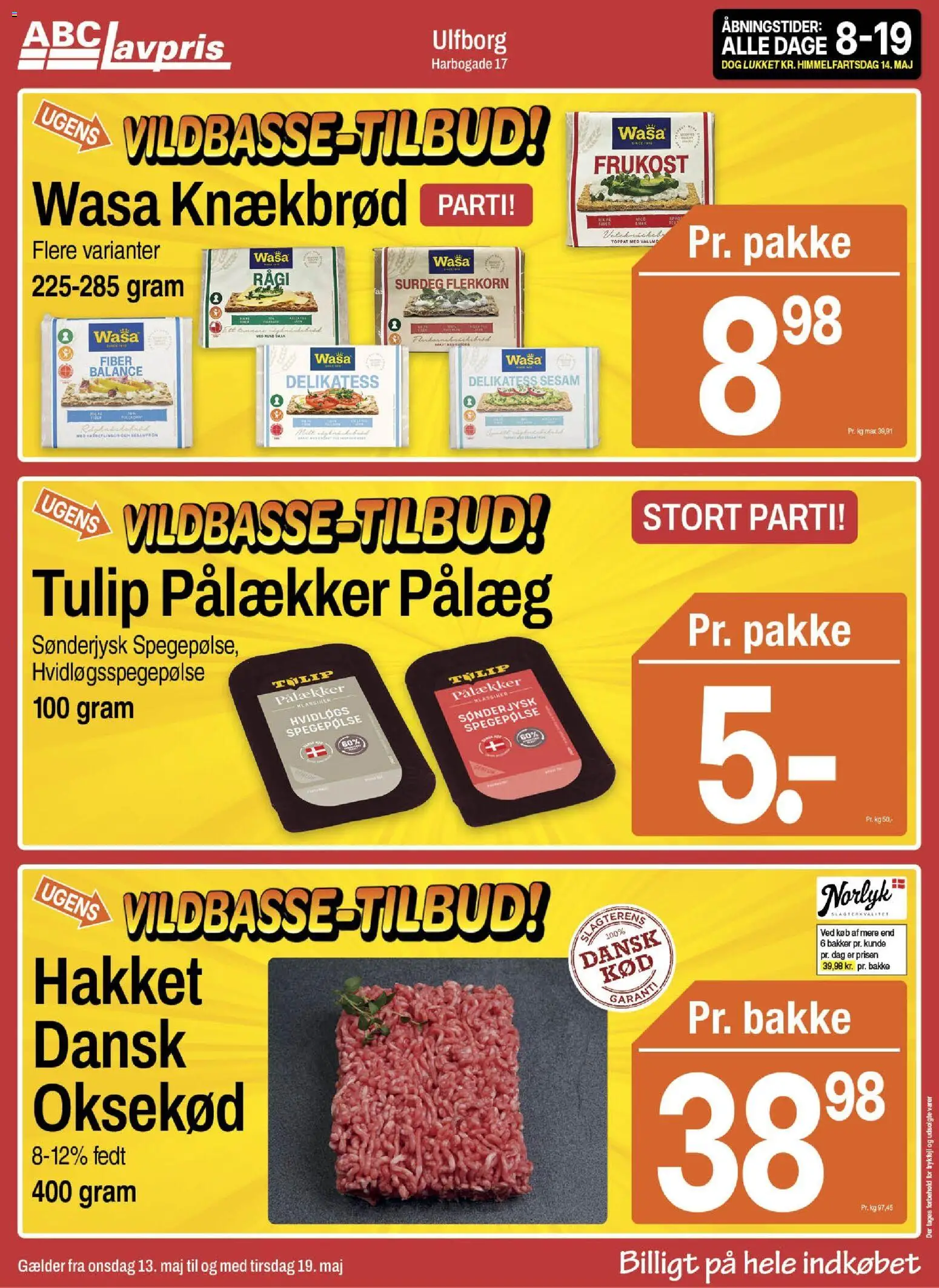 Abc Lavpris tilbudsavis – gyldig fra 13.05.2026 | Side: 2 | Produkter: Oksekød, Pålæg, Spegepølse, Knækbrød