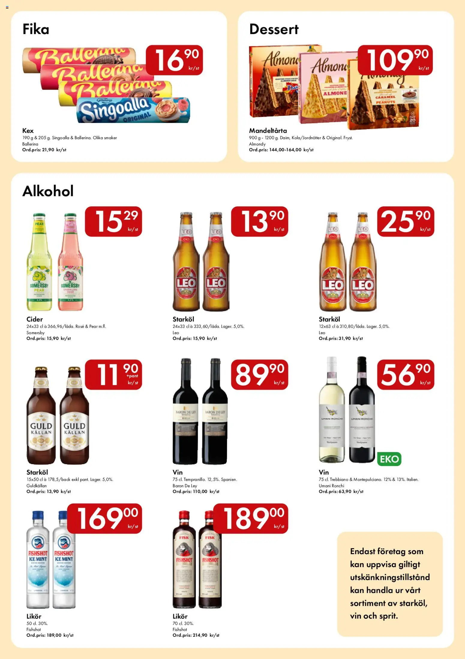 Hypermarkety reklamblad aktuell från 18.05.2026 | Sida: 14 | Produkter: Singoalla, Vin, Cider, Mandeltårta