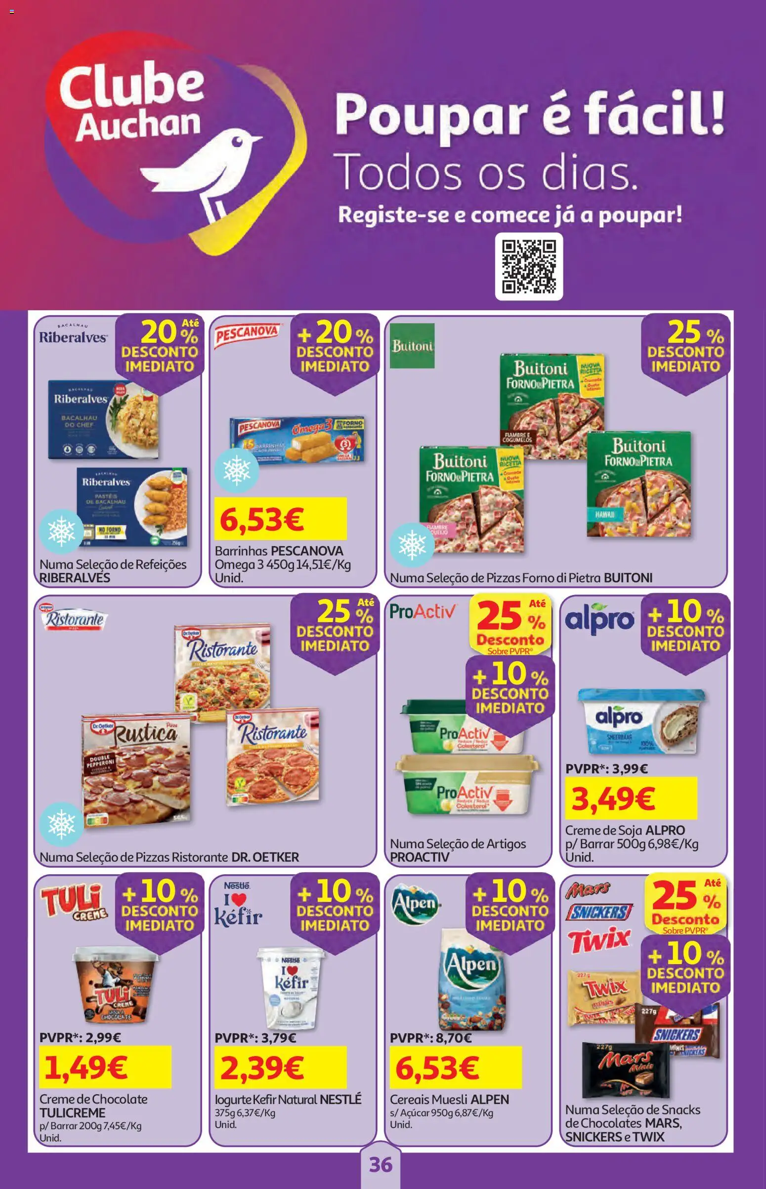 Auchan folheto │ válido de 25/06/2026 | Página: 36 | Produtos: Bacalhau, Chocolates, Cereais, Creme