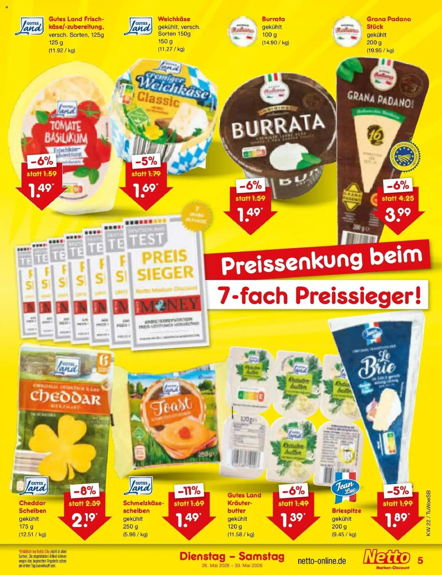 Netto Marken-Discount Prospekt Katzweiler – gültig ab 26.05.2026 | Seite: 5 | Produkte: Butter, Toast, Burrata