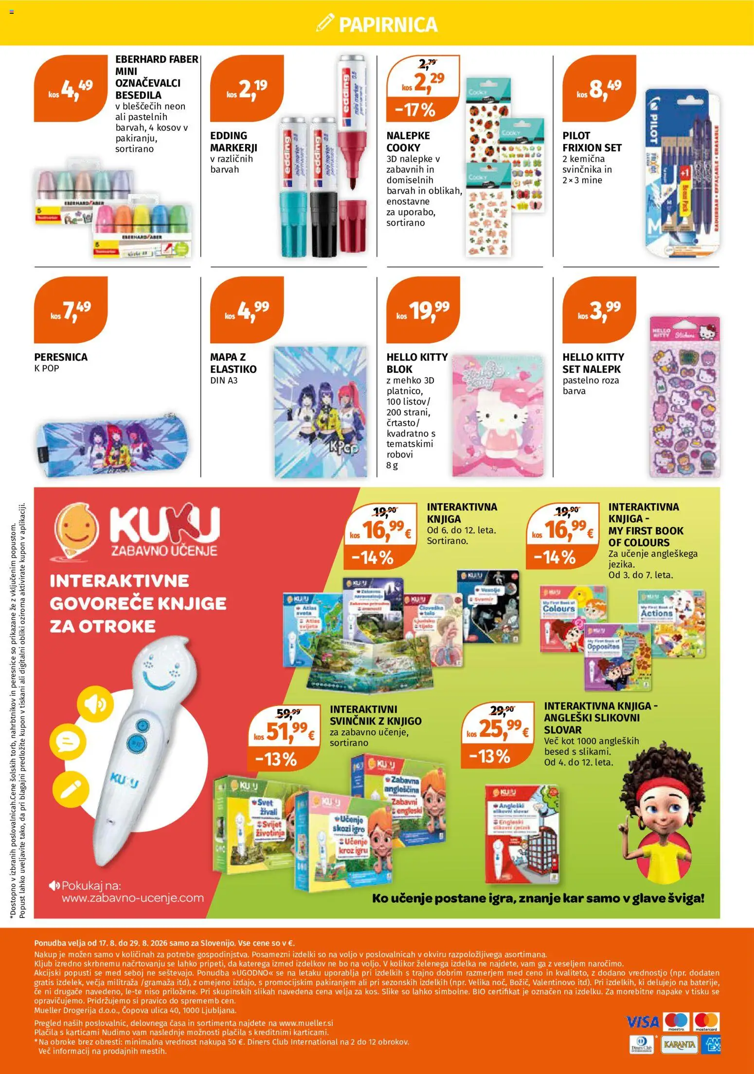 Novi Müller katalog ponudbe – veljaven od 17.08.2026 | Stran: 12 | Izdelki: Označevalci, Peresnica, Knjiga, Mapa