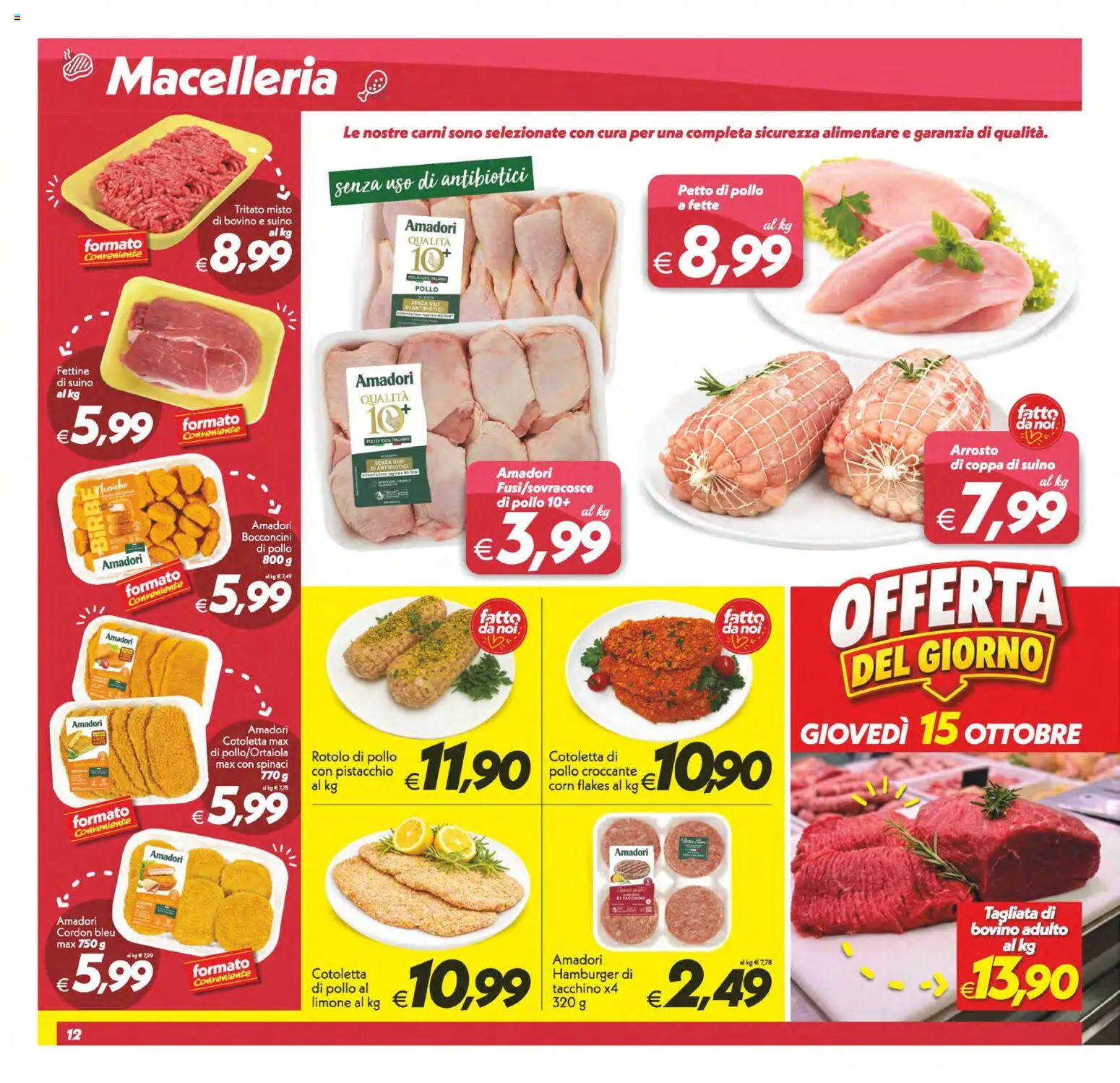 Volantino SuperConveniente del 13/10/2026 | Pagina: 12 | Prodotti: Petto di Pollo, Pollo, Spinaci, Hamburger
