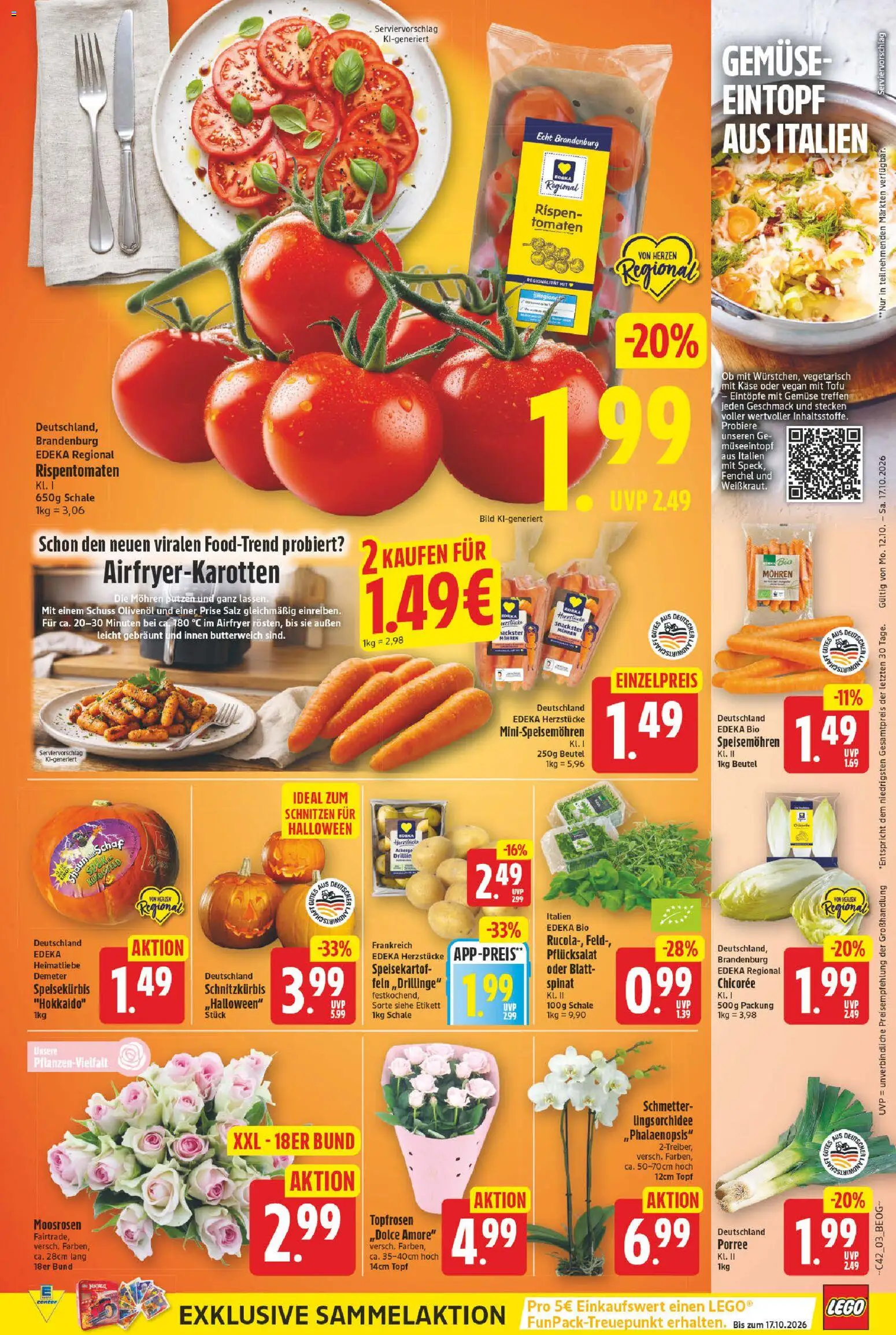 E center Prospekt – gültig ab 12.10.2026 | Seite: 3 | Produkte: Käse, Orchidee, Tomaten, Mohren