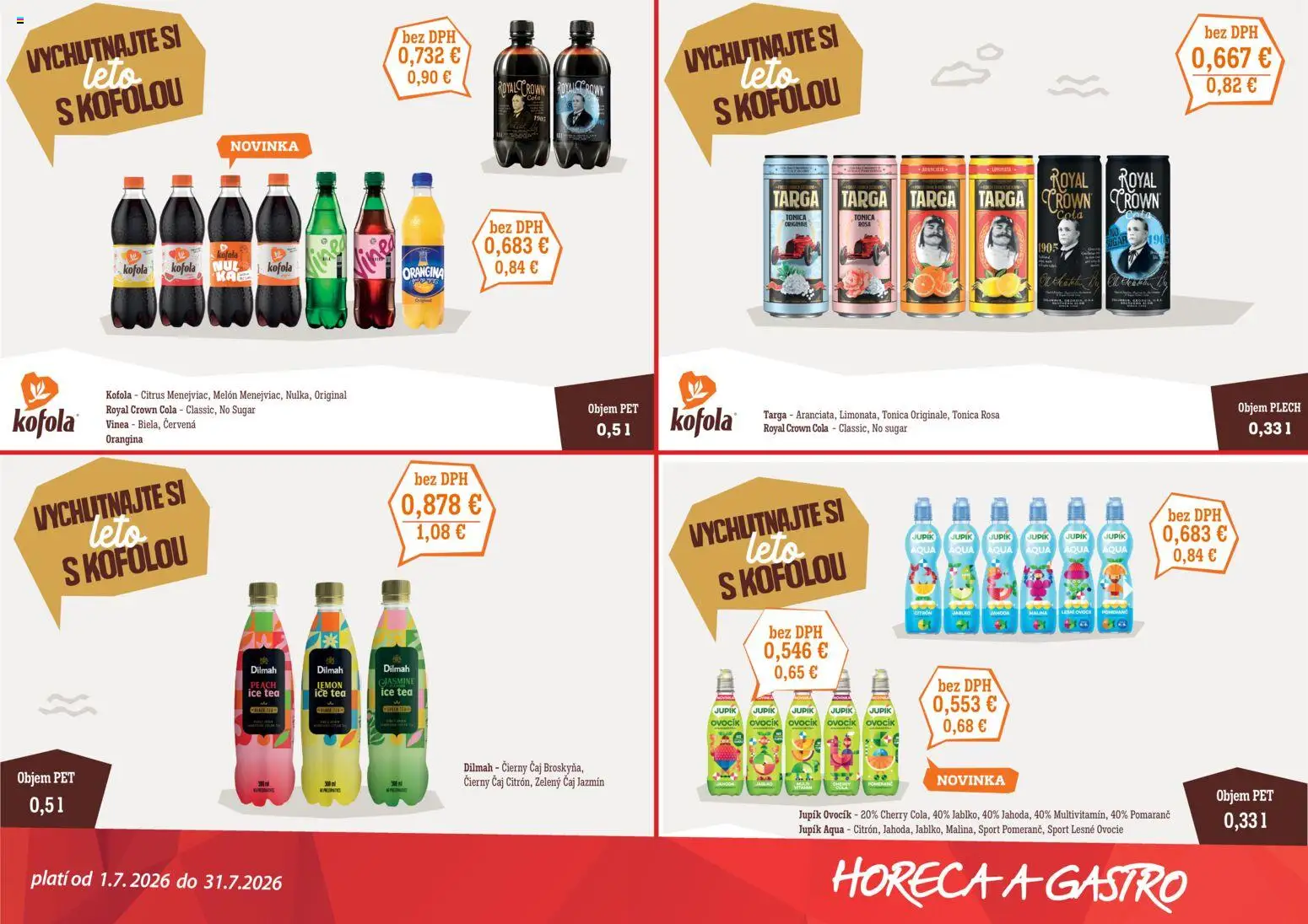Nové CBA Verex akcie – leták je platný od 01.07.2026 | Strana: 2 | Produkty: Kofola, Melón, Cola, Vinea