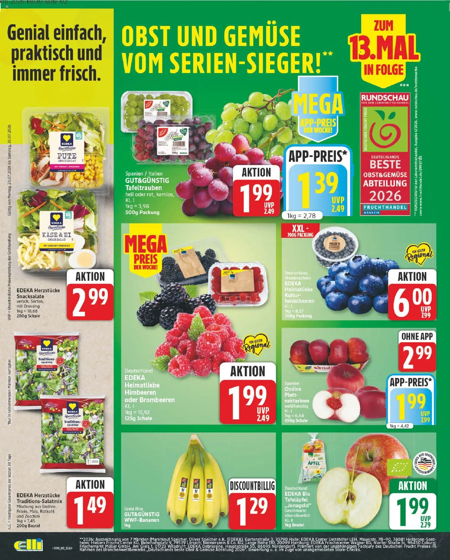 Elli Markt Prospekt Hövelhof – gültig ab 20.07.2026 | Seite: 2 | Produkte: Himbeeren, Käse, Rotkohl, Heidelbeeren