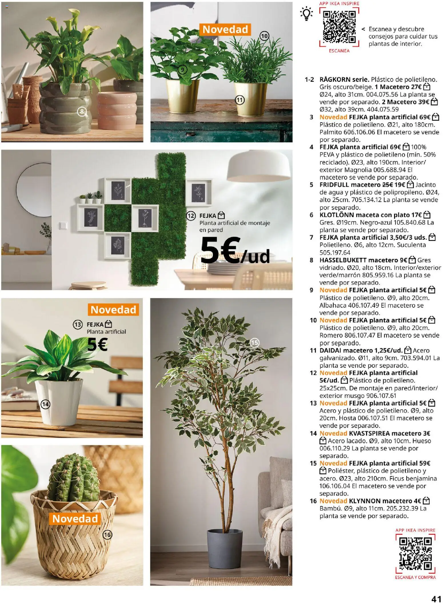 Catálogo IKEA Accesorios y decoración │ válido desde el 01/02/2026 | Página: 41 | Productos: Planta artificial, Macetero, Agua, Maceta