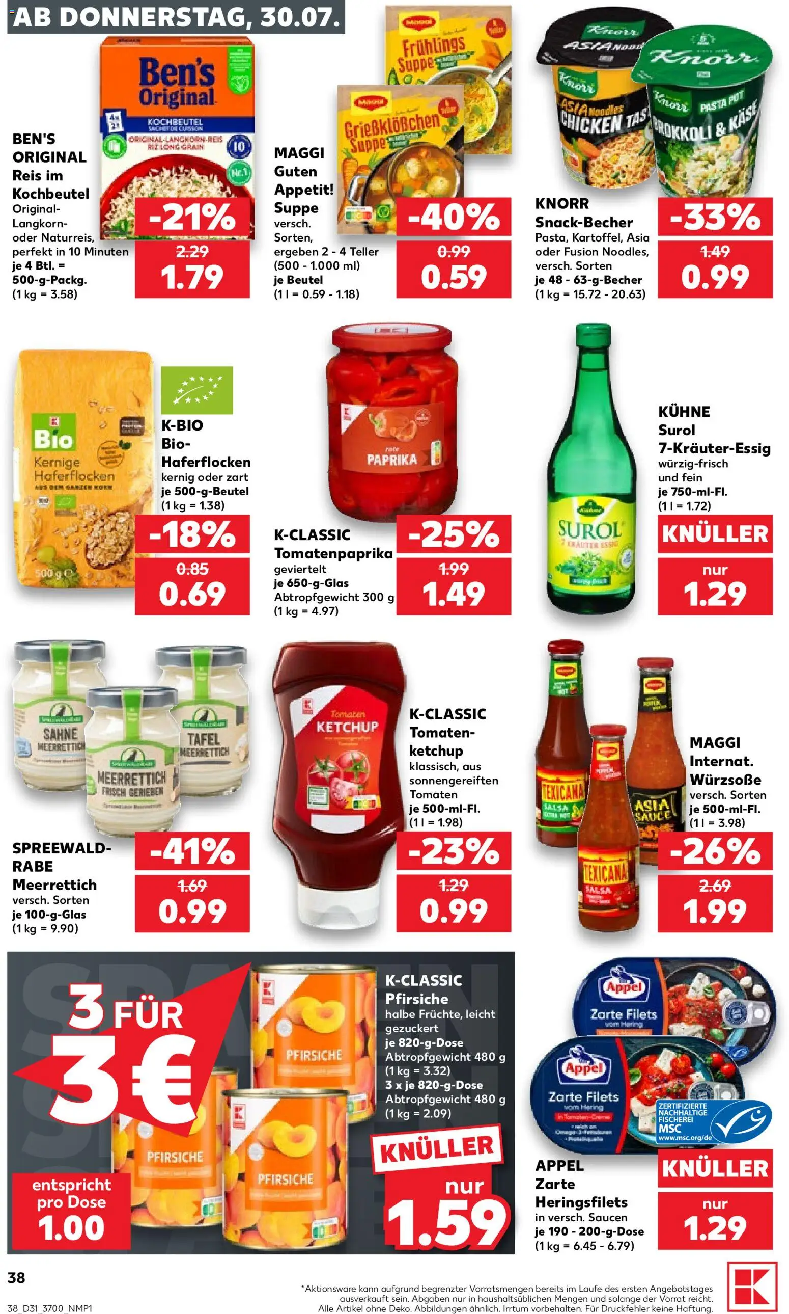 Kaufland Prospekt Rostock – gültig ab 30.07.2026 | Seite: 38 | Produkte: Maggi, Knorr, Paprika, Ketchup