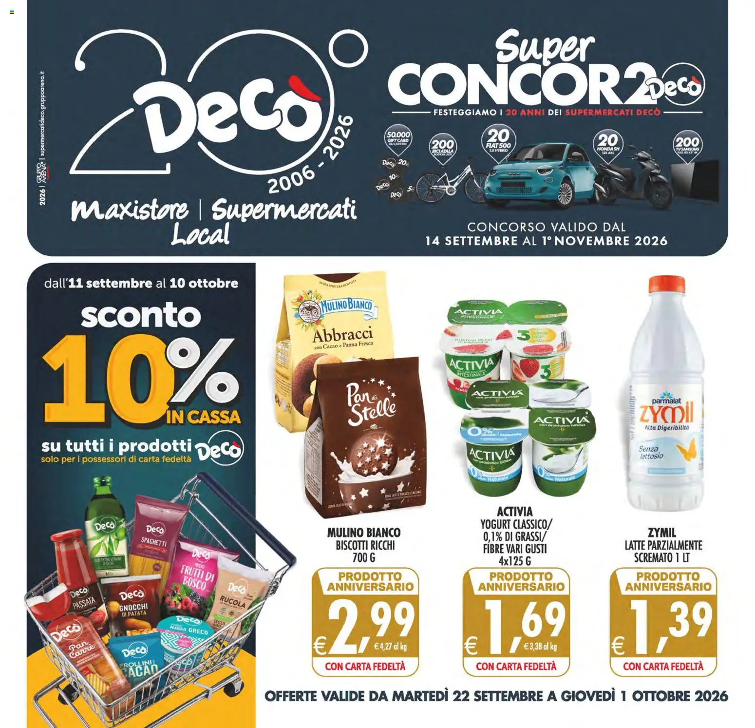 Volantino Decò del 22/09/2026 | Pagina: 1 | Prodotti: Panna, Biscotti, Latte, Cacao