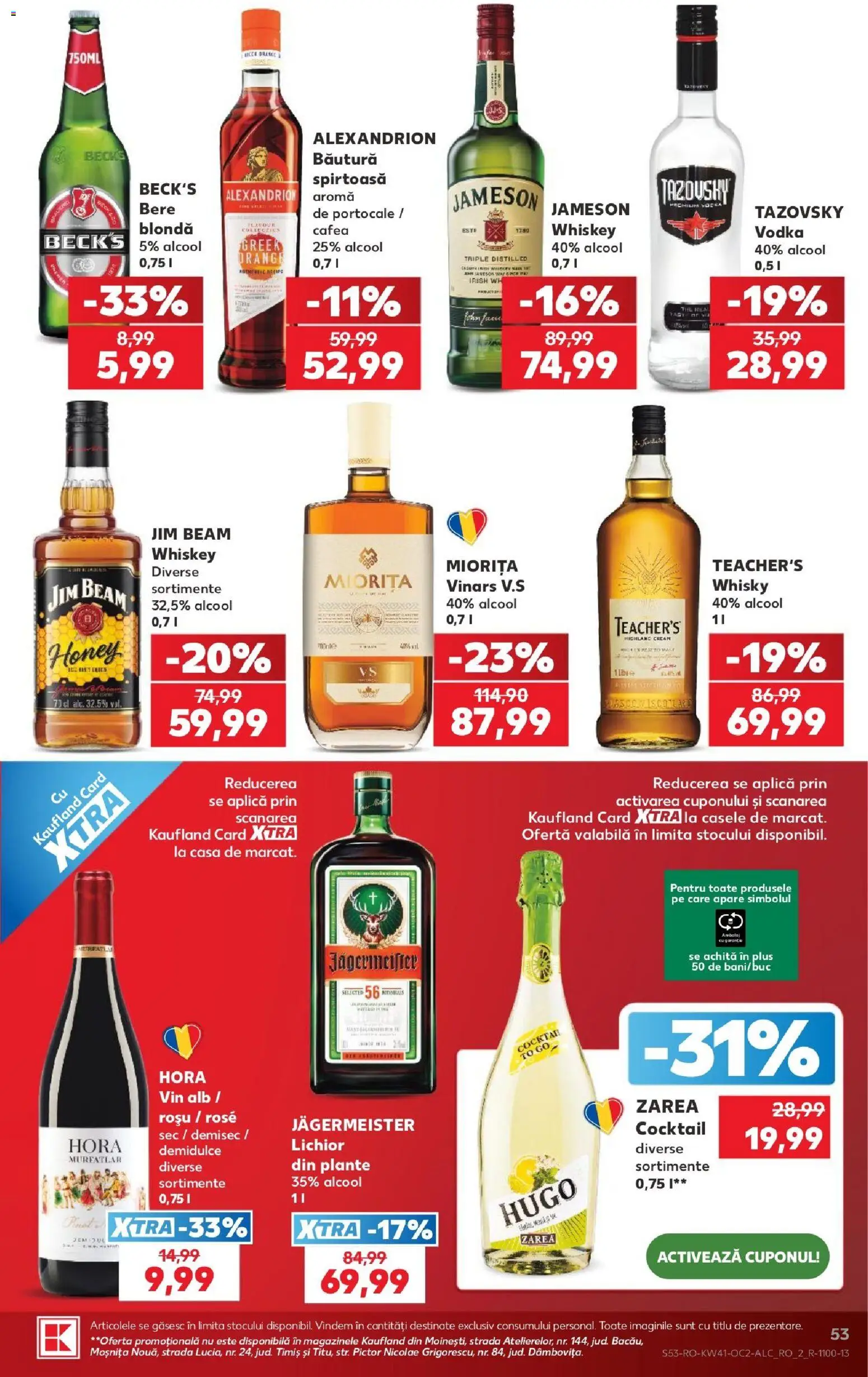 Noul catalog Kaufland – valabil de la 07.10.2026 | Pagină: 53 | Produse: Vin alb, Cocktail, Vodka, Hugo