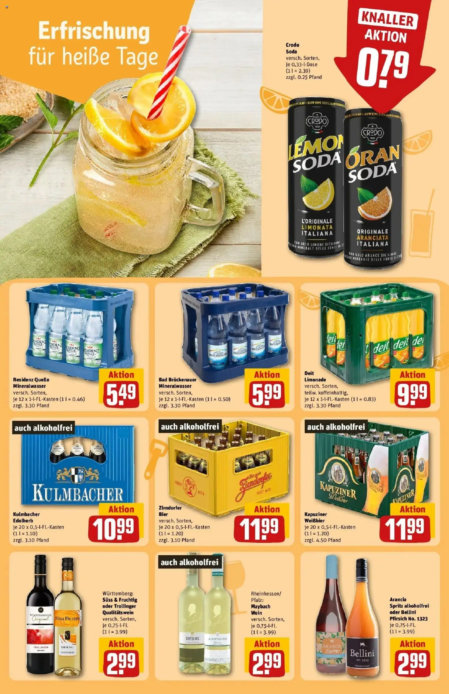 REWE Prospekt ab 17.08.2026 zum Blättern » Angebote | Seite: 23 | Produkte: Bier, Bad, Pfirsich, Wein
