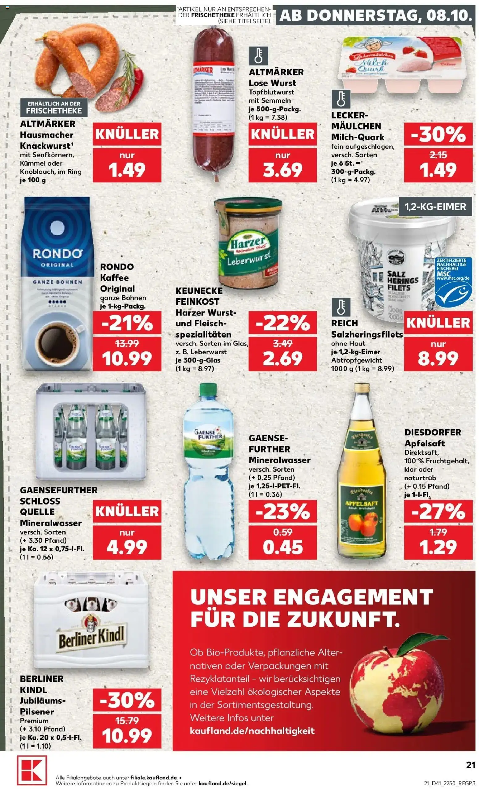 Prospekt Kaufland ab 08.10.2026 » Angebote Online zum Blättern | Seite: 21 | Produkte: Spezialitäten, Apfelsaft, Salz, Fleisch