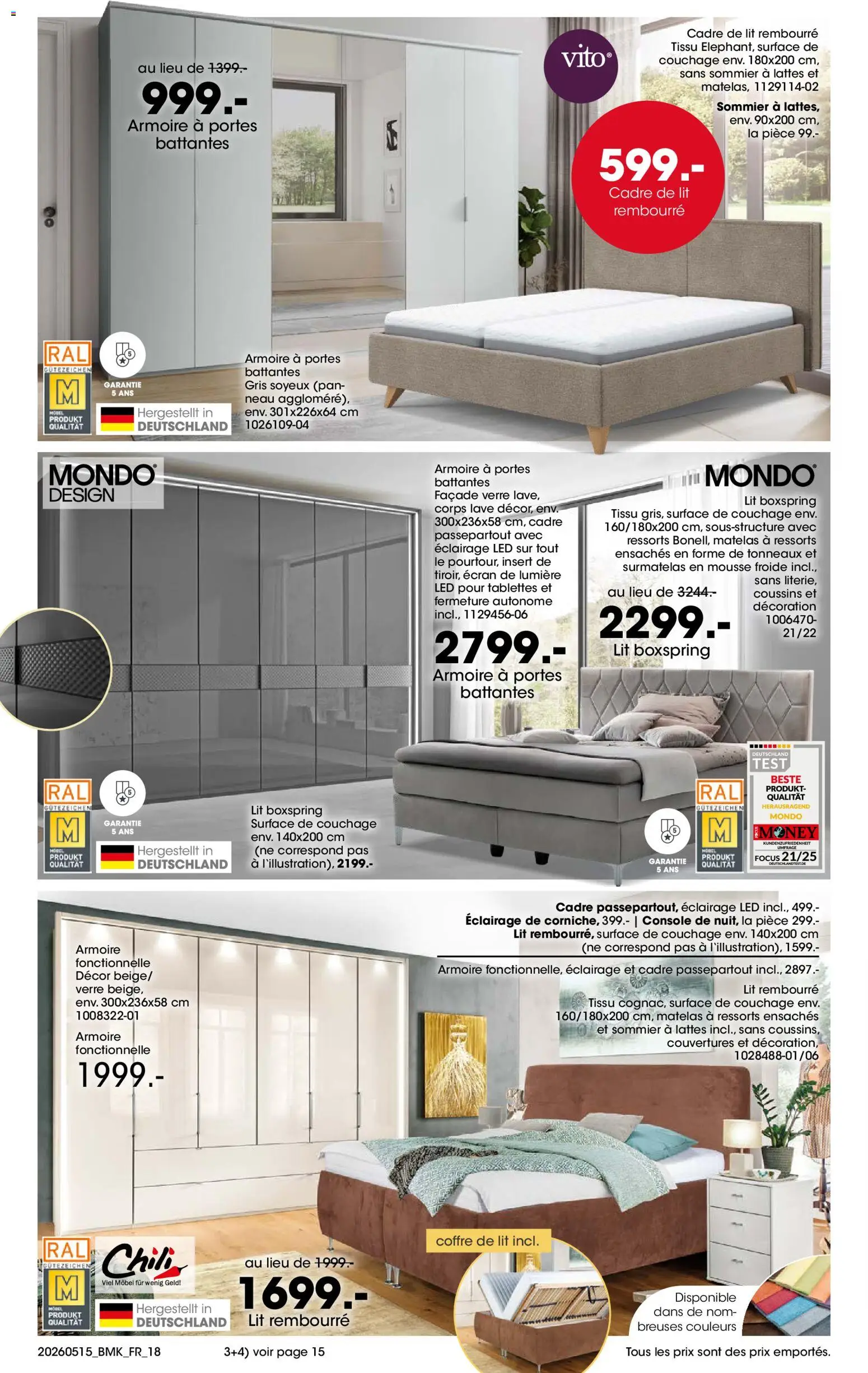 {H1} | Page: 18 | Produits: Surmatelas, Mousse, Portes, Cadre