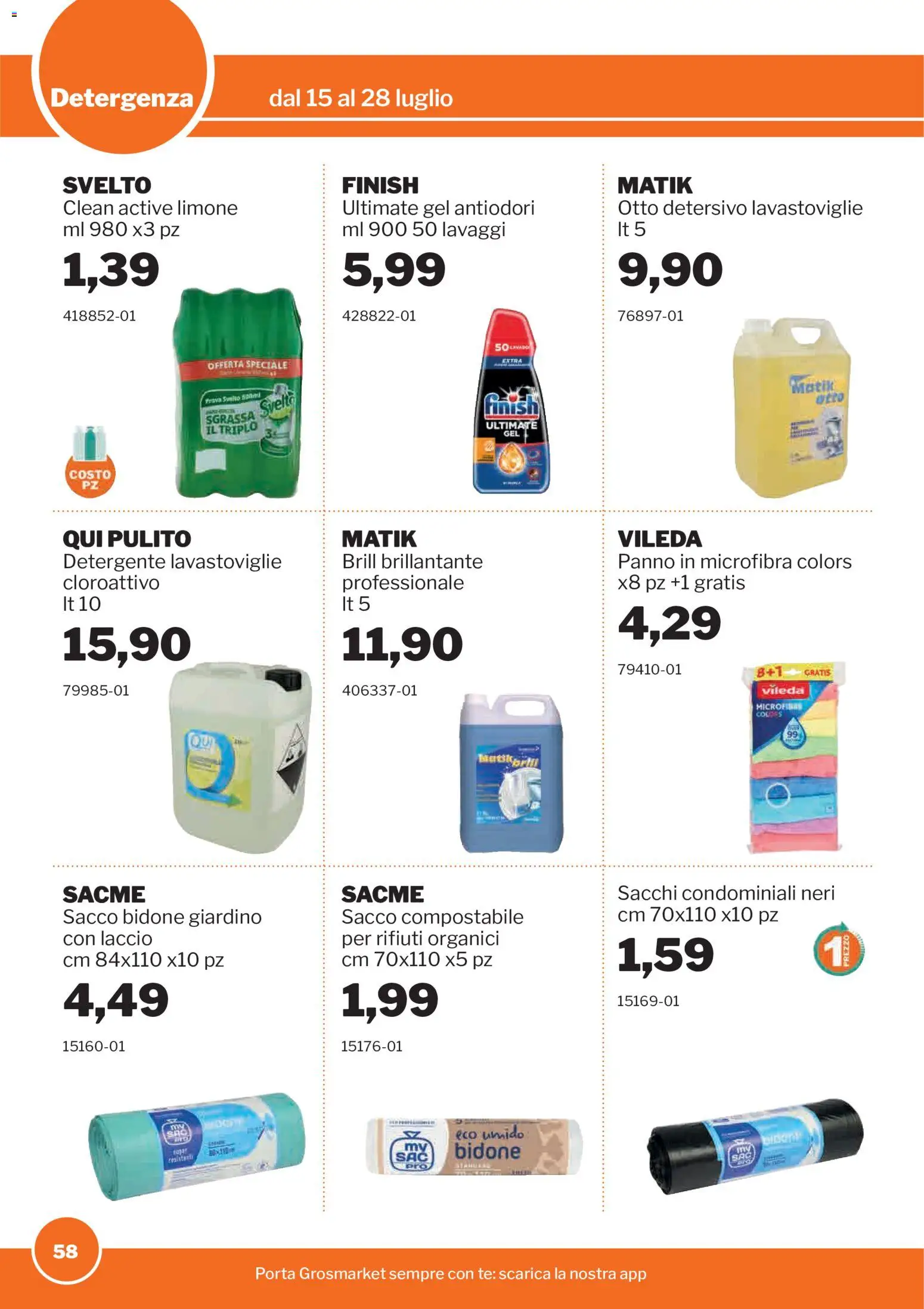 Volantino Sogegross del 15/07/2026 | Pagina: 58 | Prodotti: Detergente, Tè, Limone, Lavastoviglie