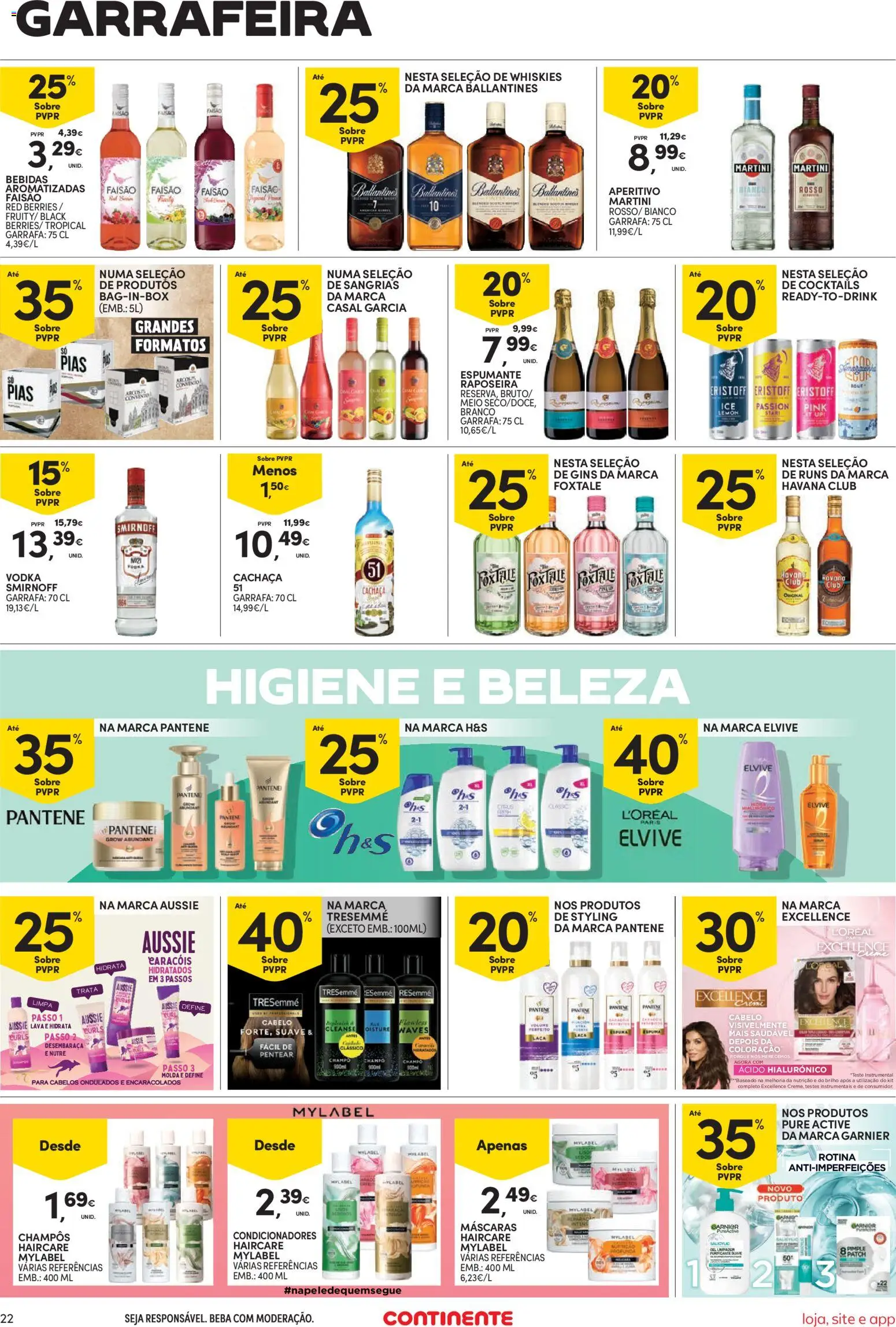 Continente Semanal Continente Bom Dia │ válido de 09.06.2026 | Página: 22 | Produtos: Whisky, Shampoo, Cachaça, Vodka