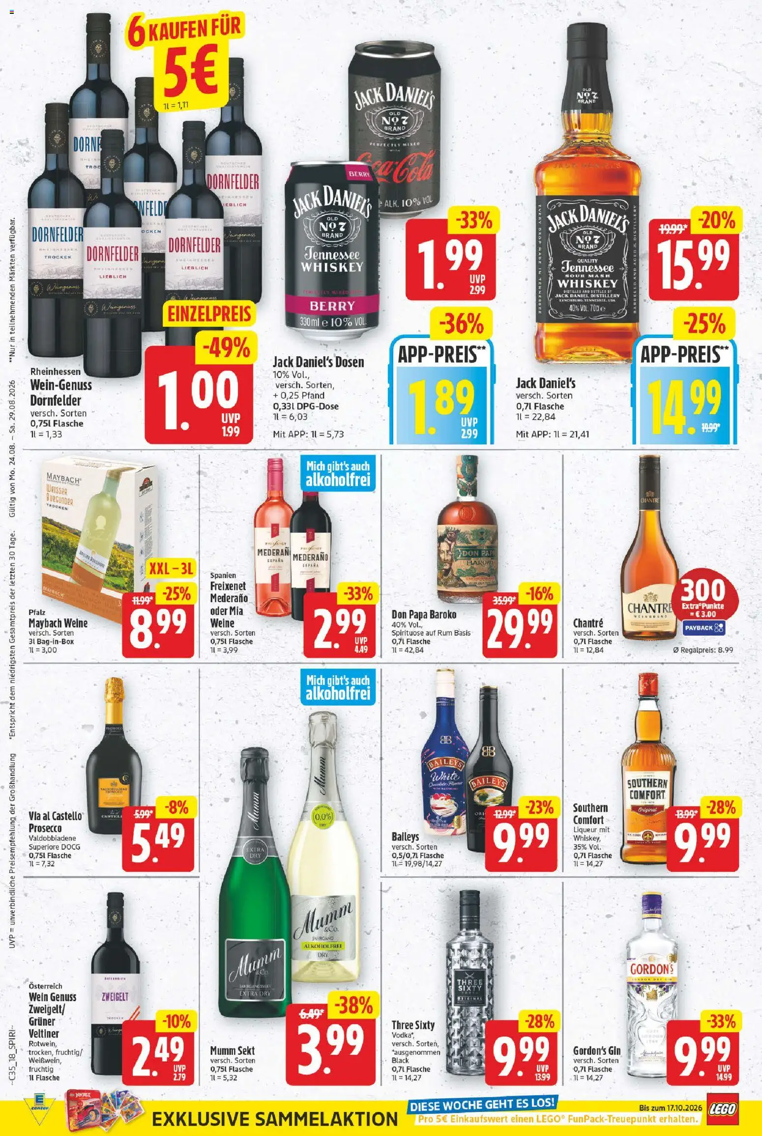 E center Prospekt – gültig ab 24.08.2026 | Seite: 20 | Produkte: Sekt, Jack Daniel's, Wein, Gin