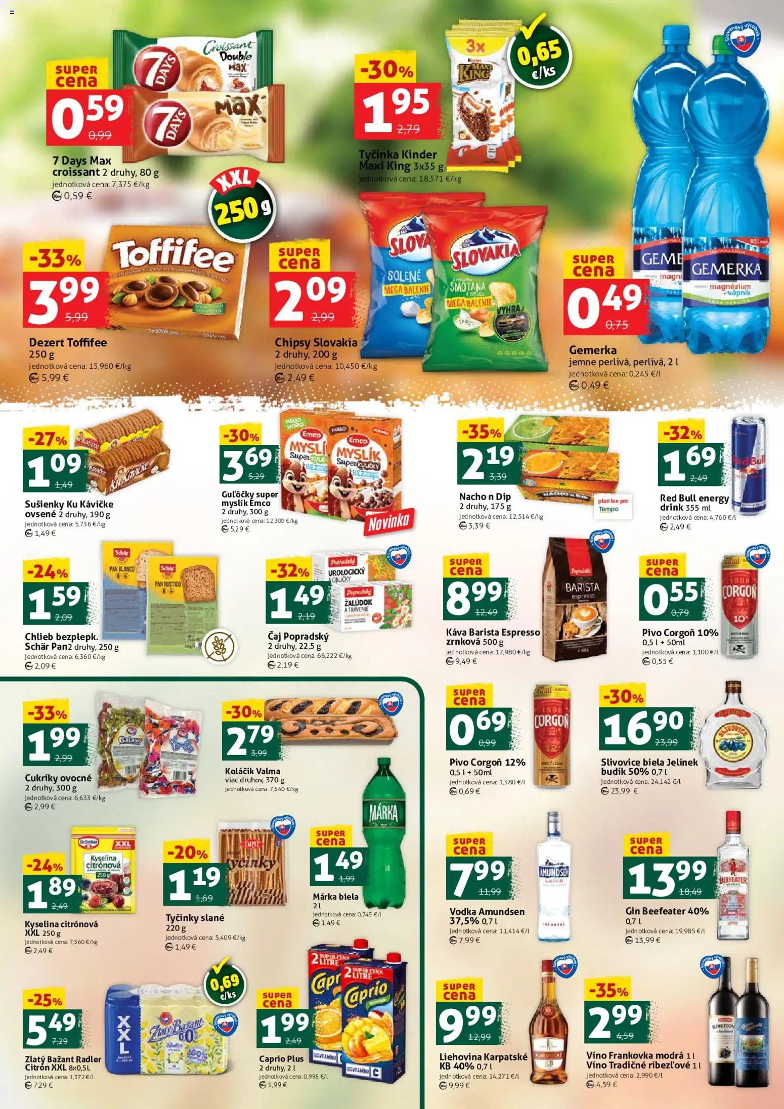 Nové COOP Jednota akcie – leták je platný od 24.04.2026 | Strana: 3 | Produkty: Beefeater, Toffifee, Gemerka, Kakao