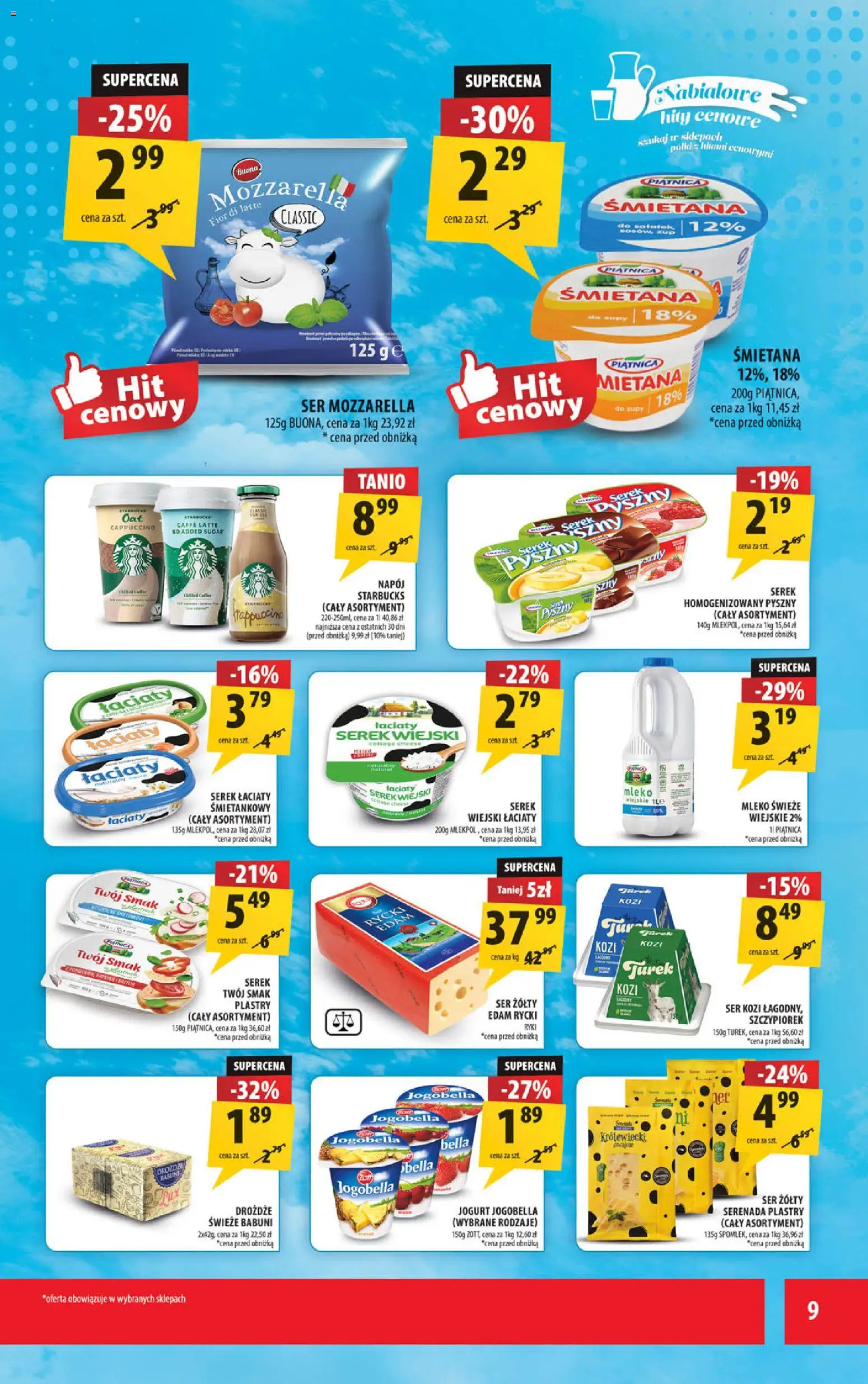 Arhelan gazetka od 24.04.2026 | Strona: 9 | Produkty: Serek Twój Smak, Ser żółty, Jogurt, Mozzarella