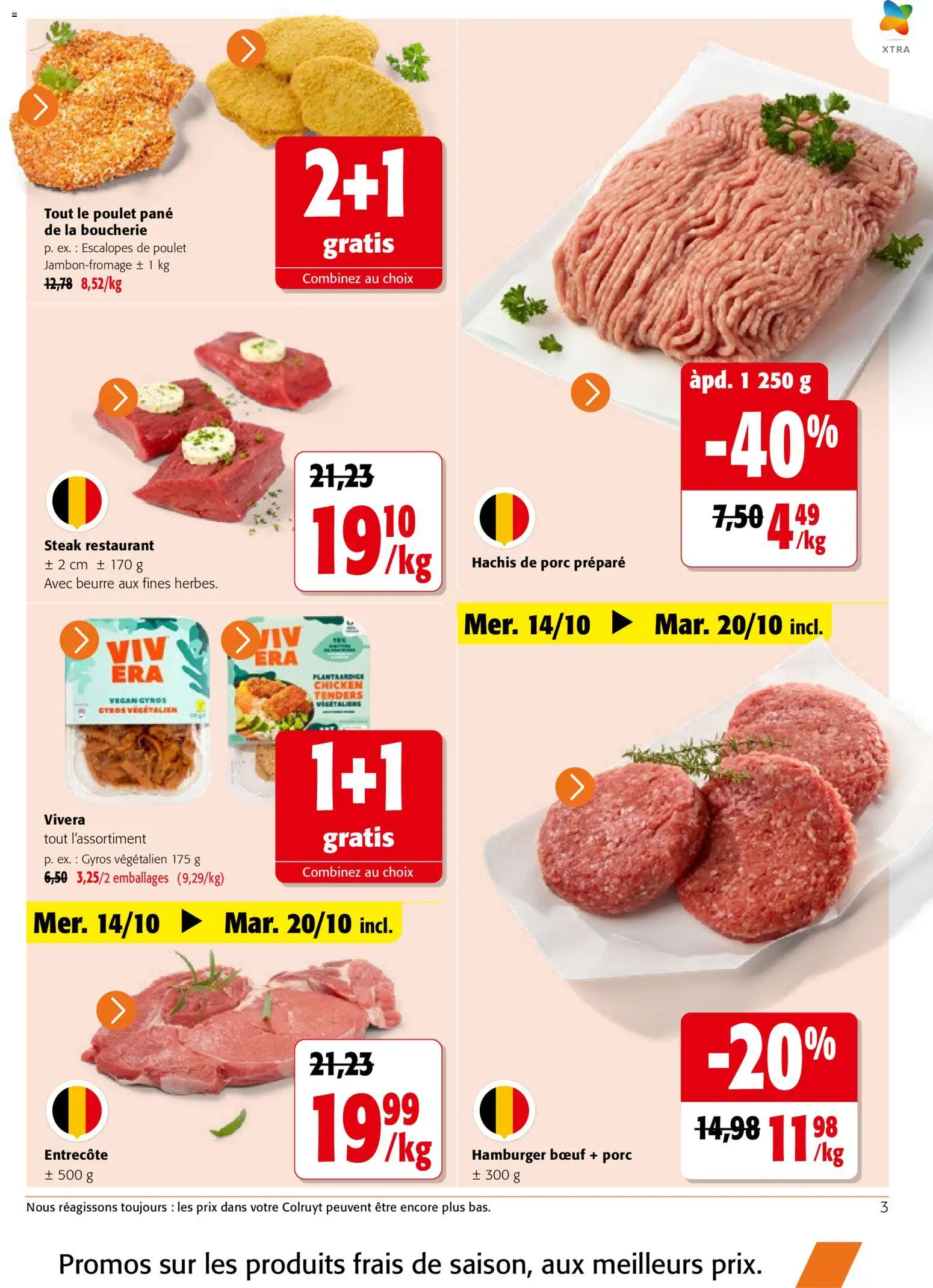 {H1} | Page: 3 | Produits: Poulet pané, Hamburger, Entrecôte, Beurre